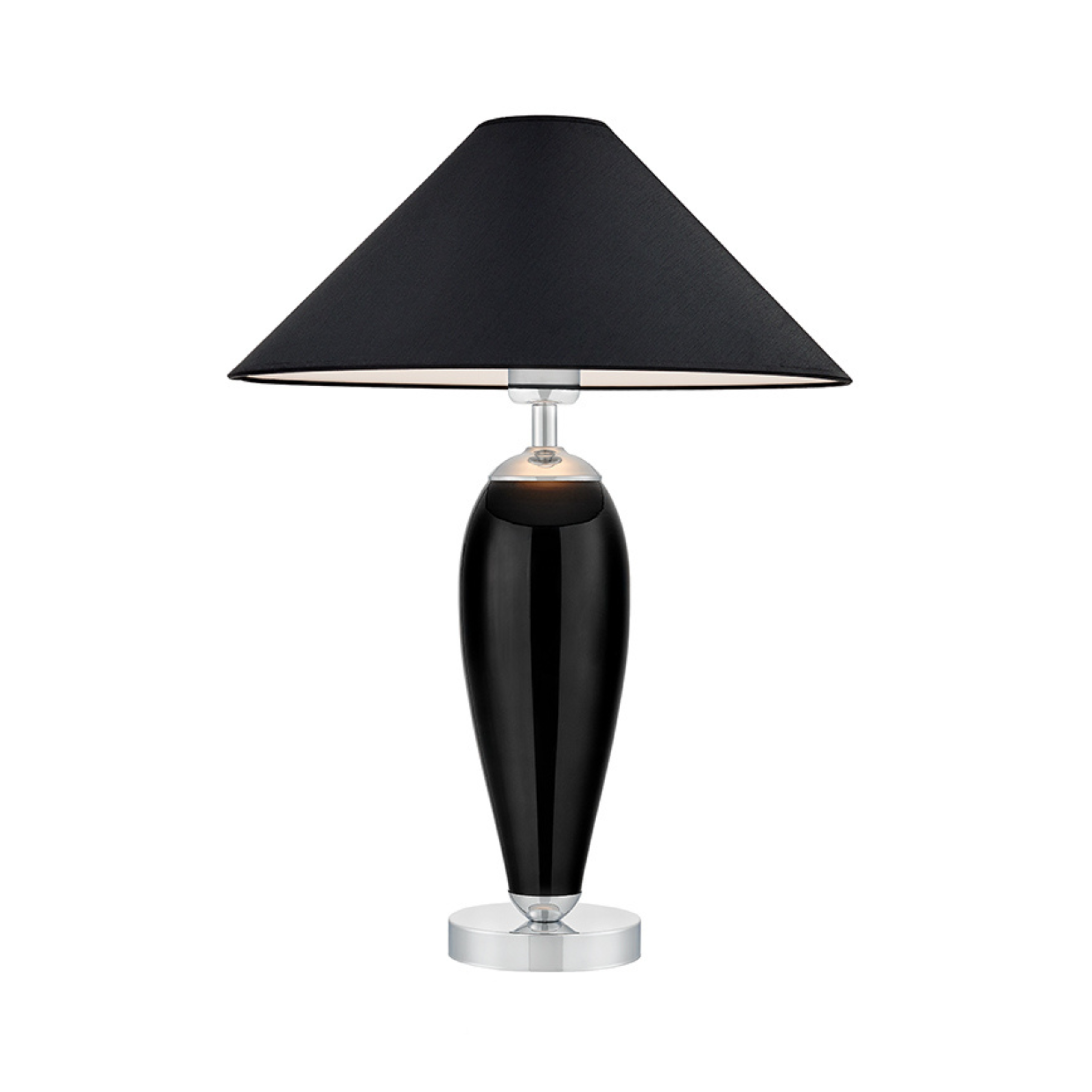 REA table lamp black with black base and silver finish