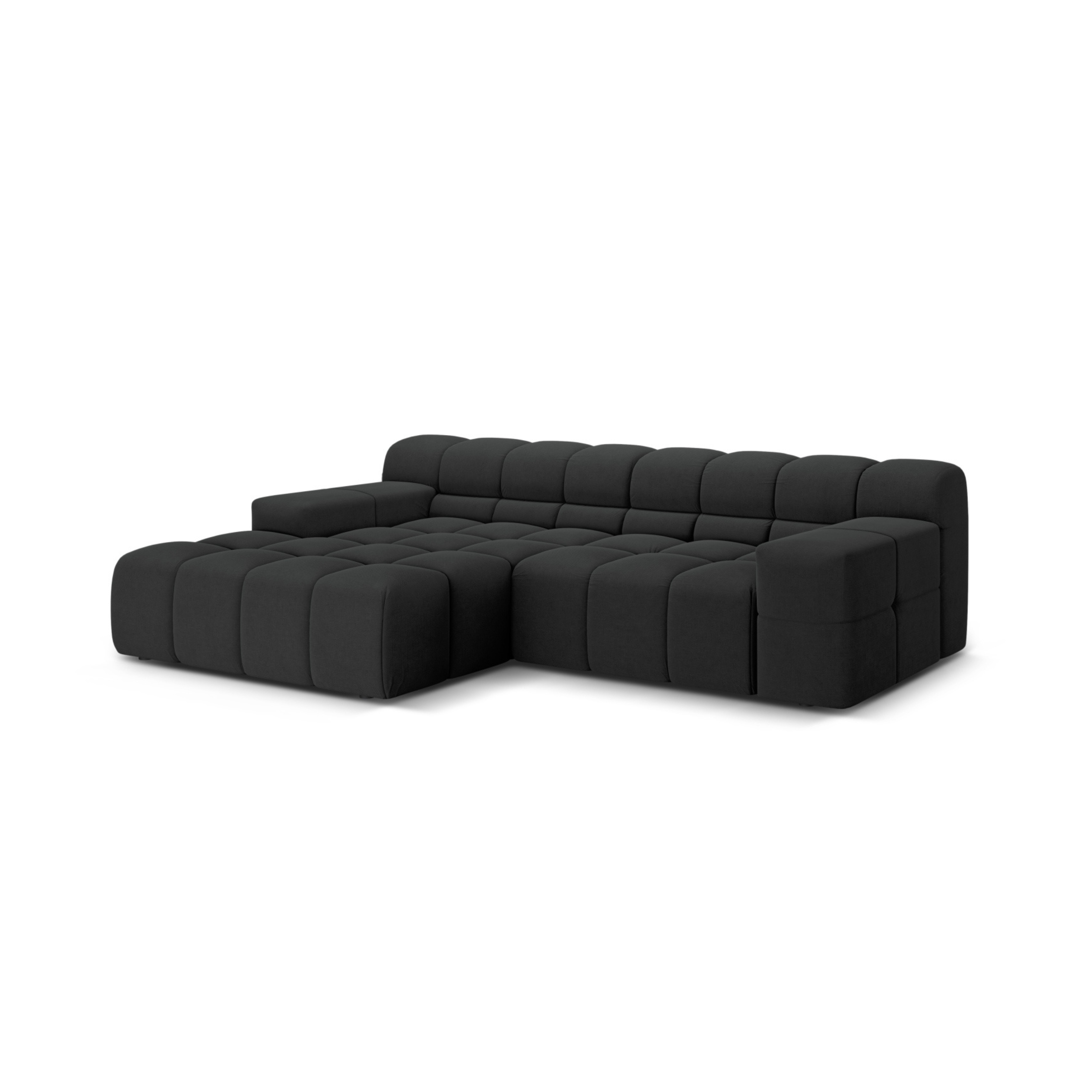 Left-facing 2-seater sofa AGAVE in anthracite chenille