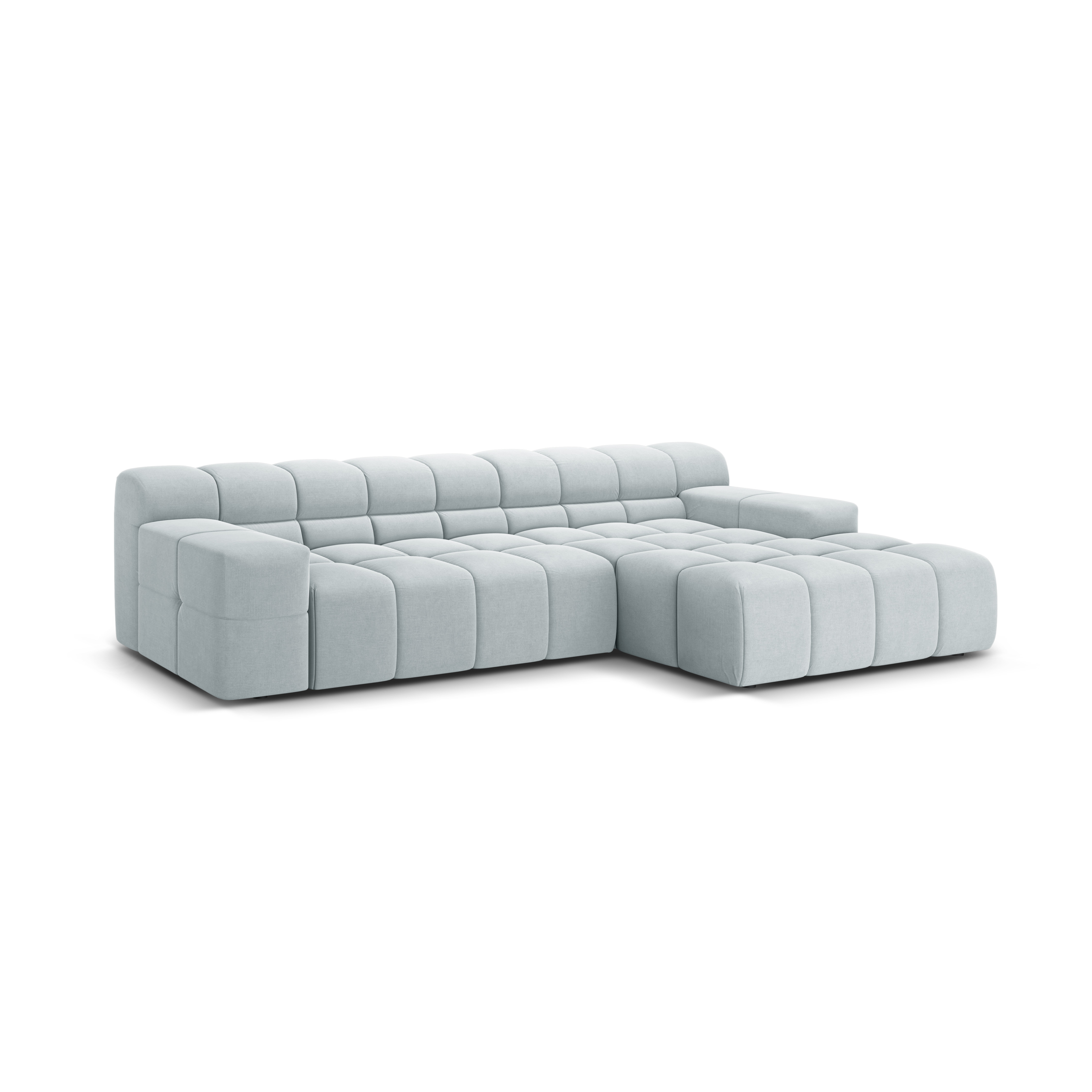 Right-facing 3-seater corner sofa AGAVE gray chenille