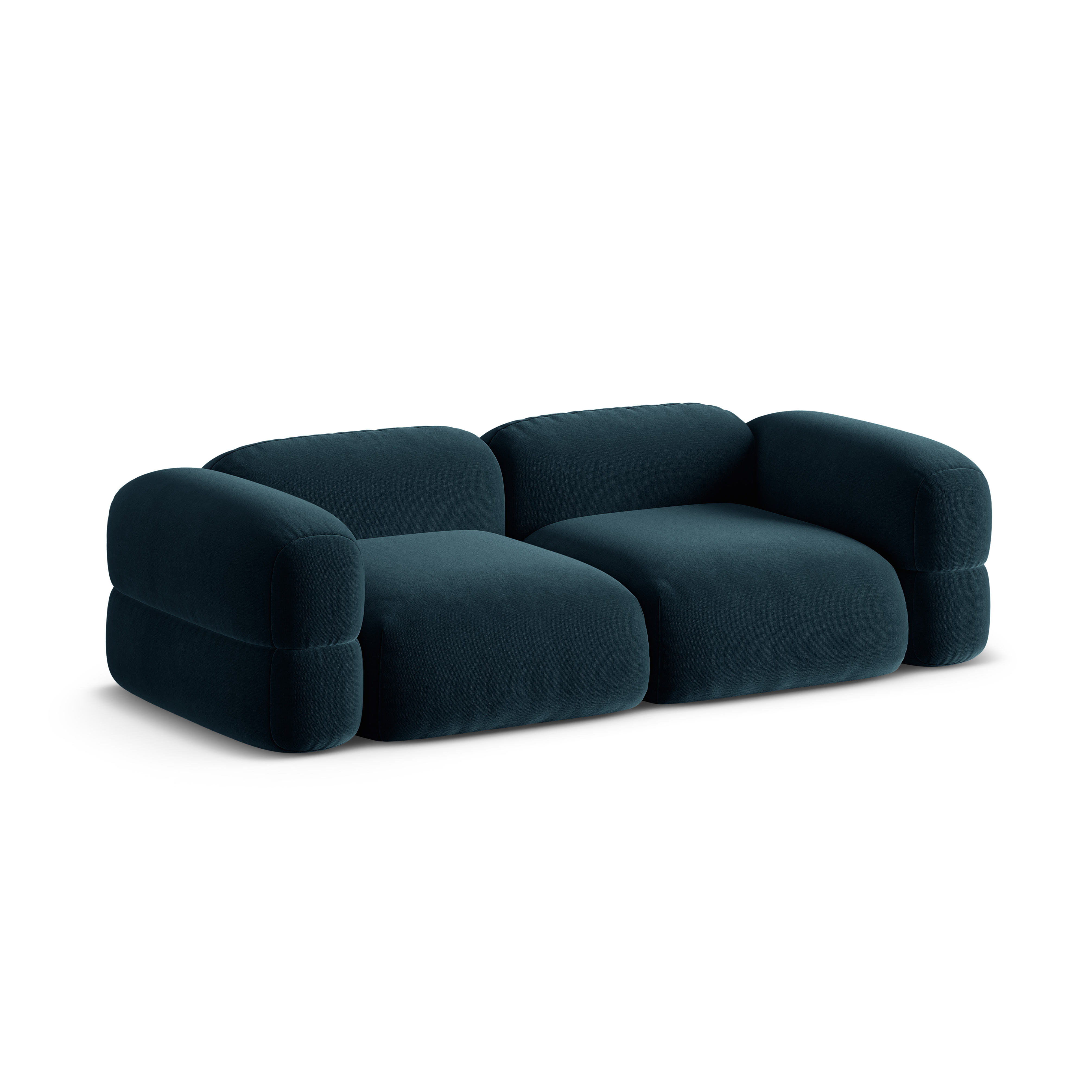 Sofa z jemného velúru pre 4 osoby ROGER petrolová modrá