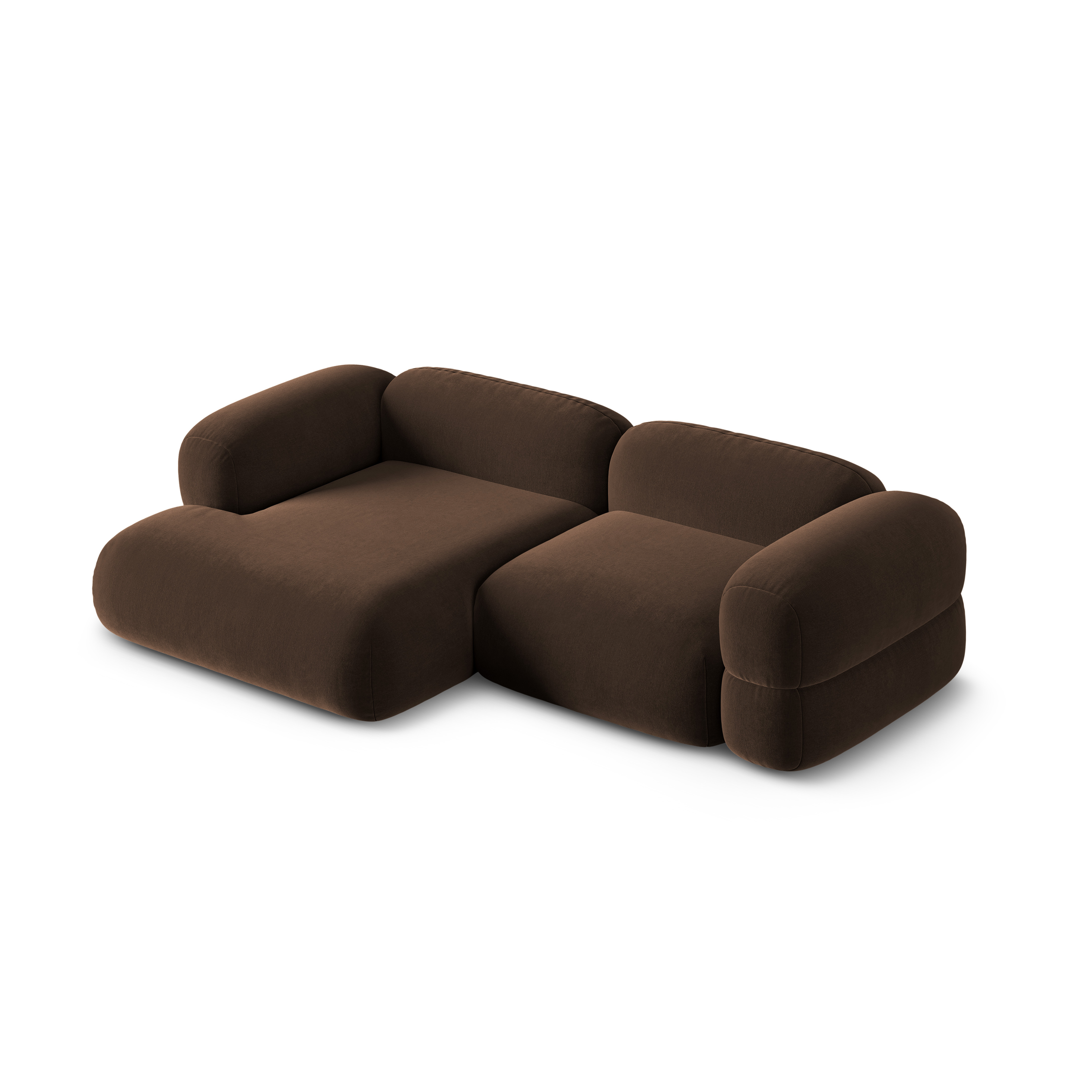 Left-facing velvet corner sofa ROGER chocolate