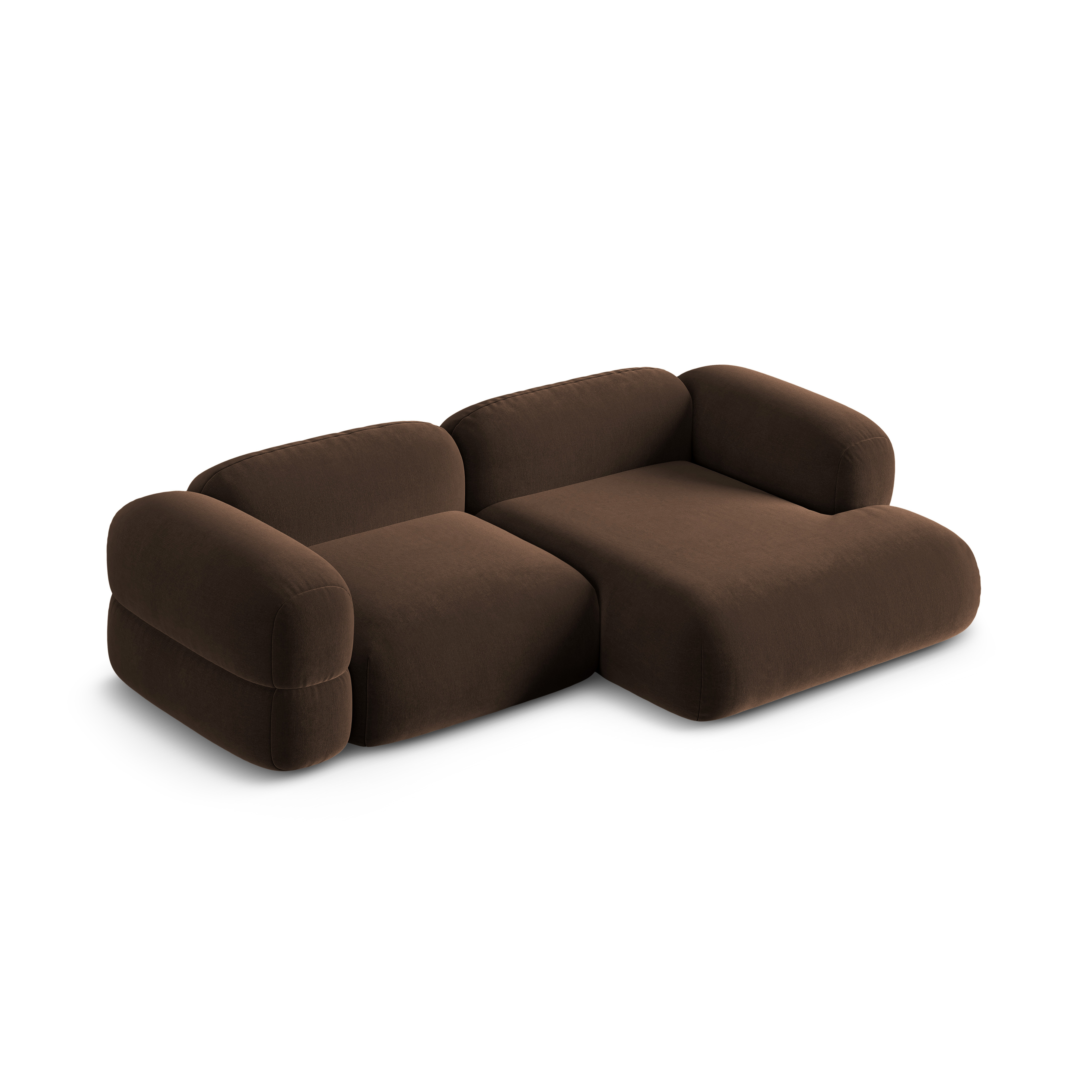 Right-facing velvet corner sofa ROGER chocolate