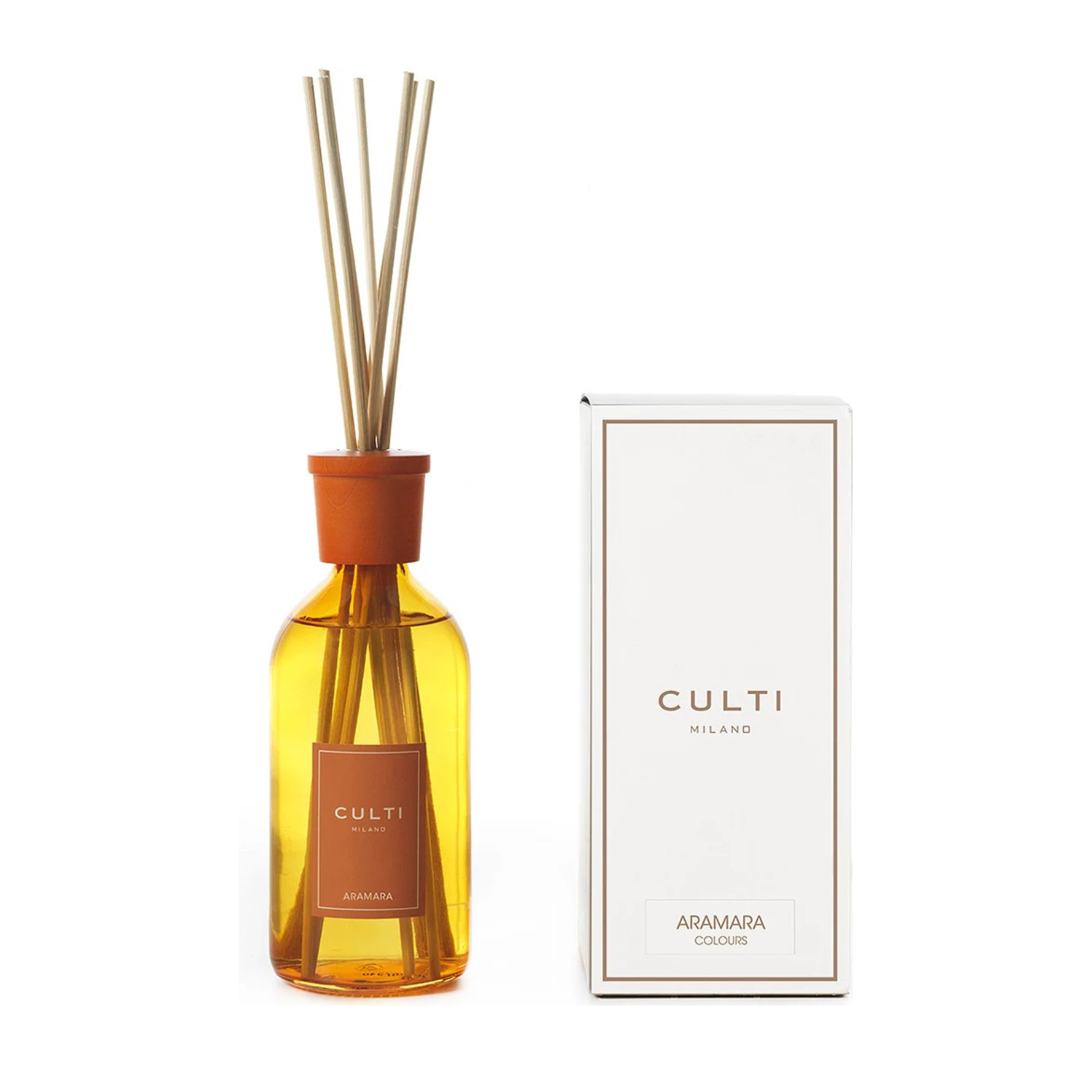 Orange Aramara fragrance diffuser with notes of bitter orange, bergamot, and sandalwood.