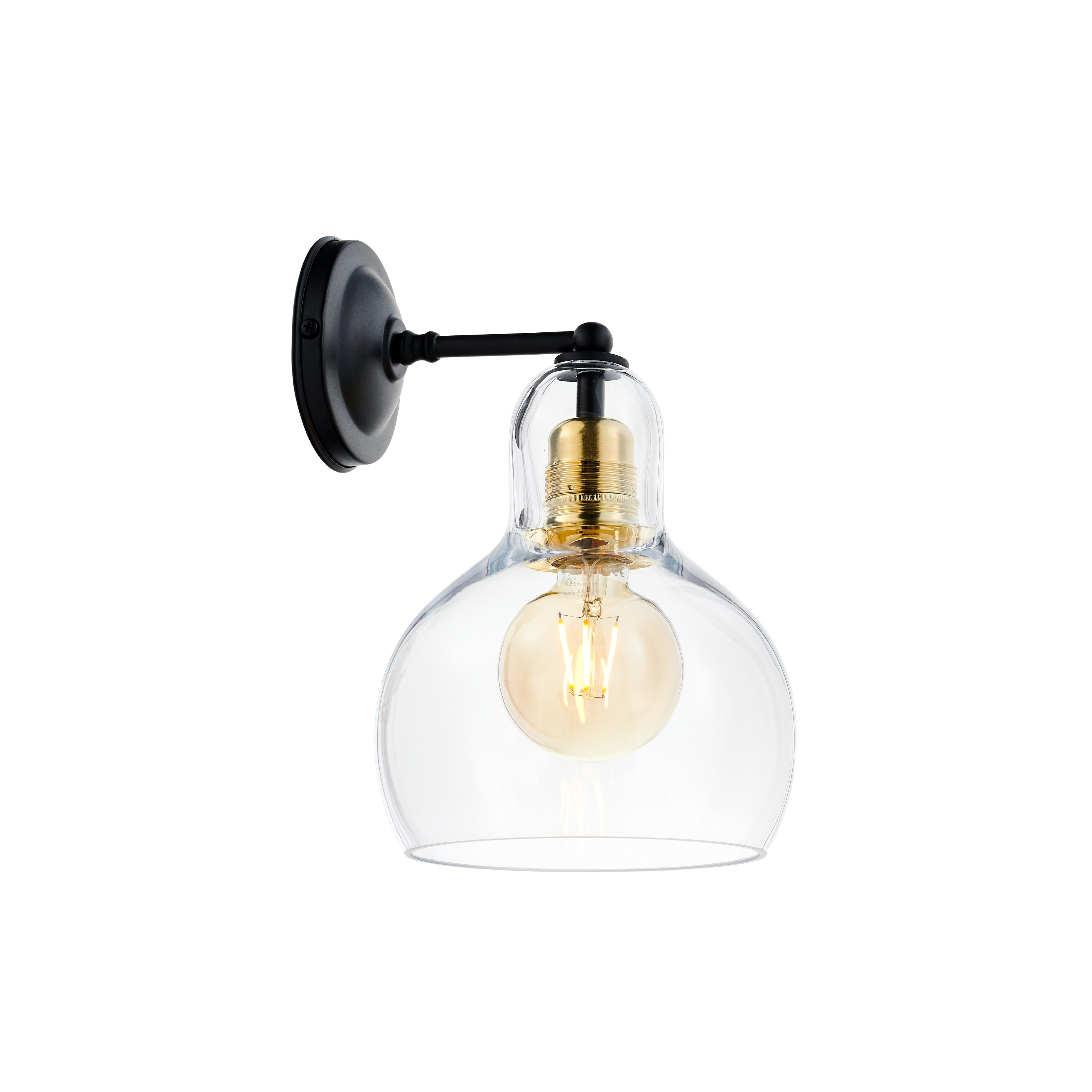 LONGIS I wall lamp transparent with black and gold