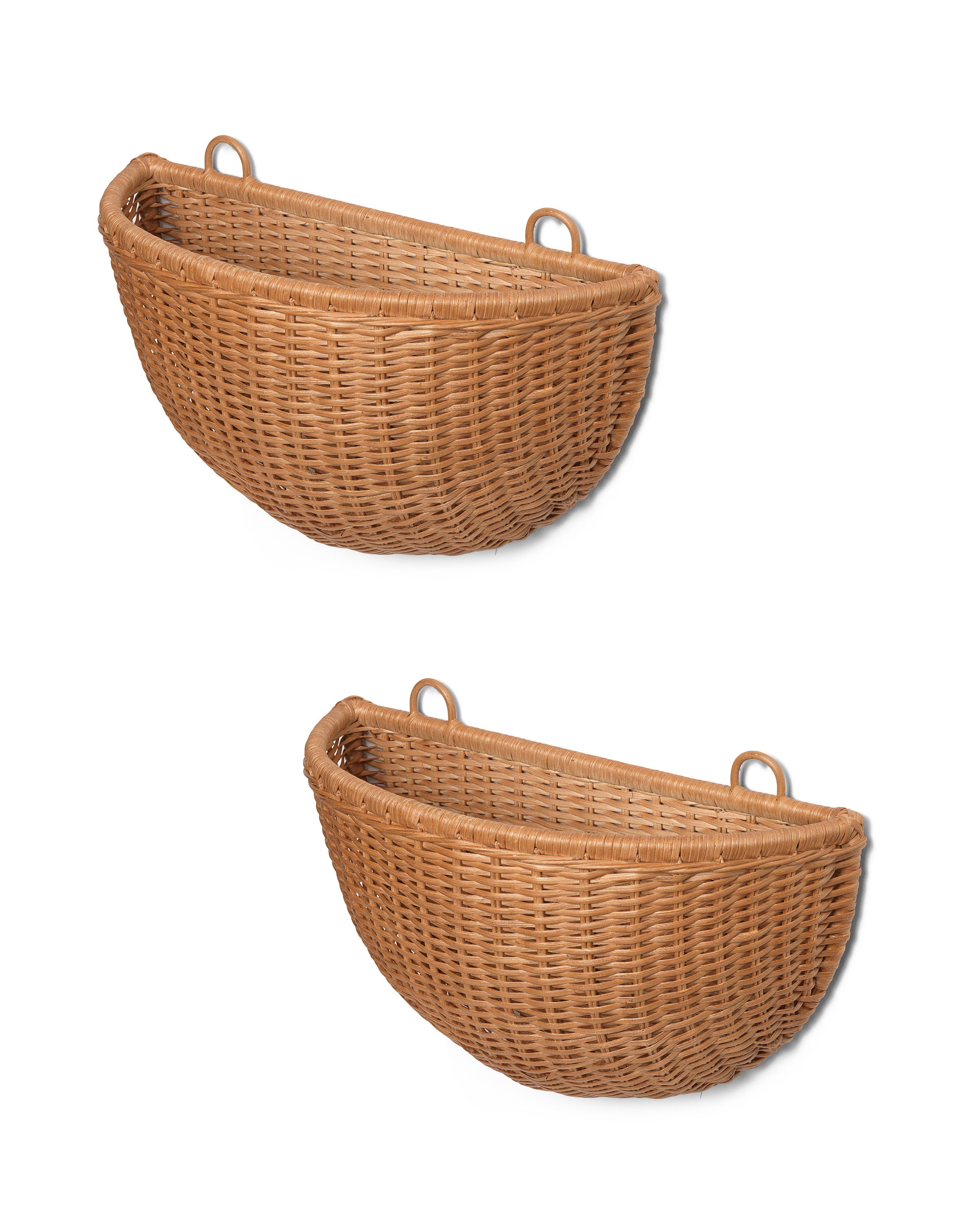 Braided Wall Pockets Hanging Basket Set woven rattan