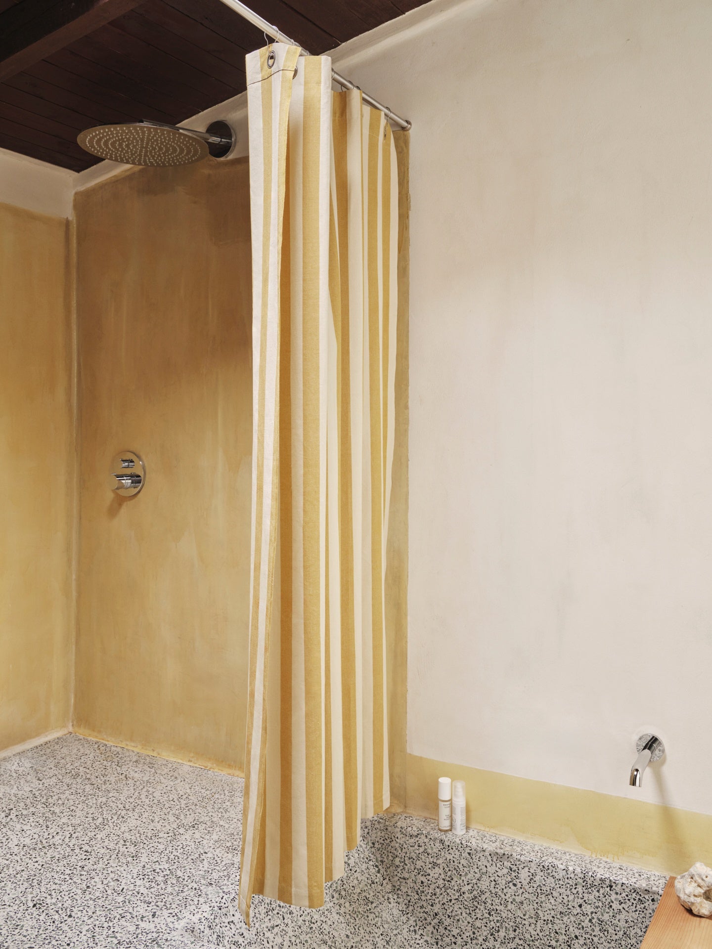 CHAMBRAY Shower Curtain White with Beige