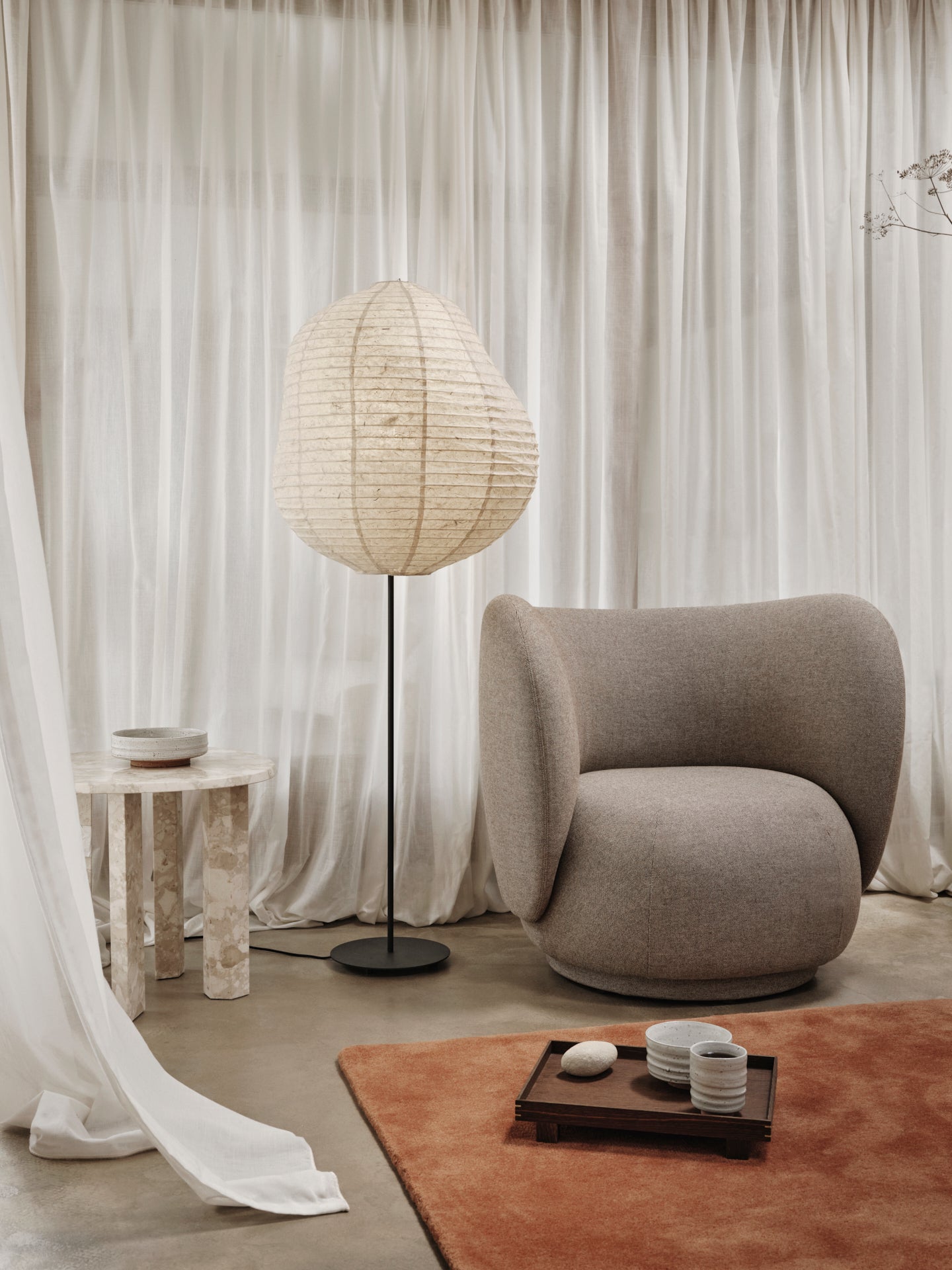 Stojaca lampa KURBIS TALL papier Washi