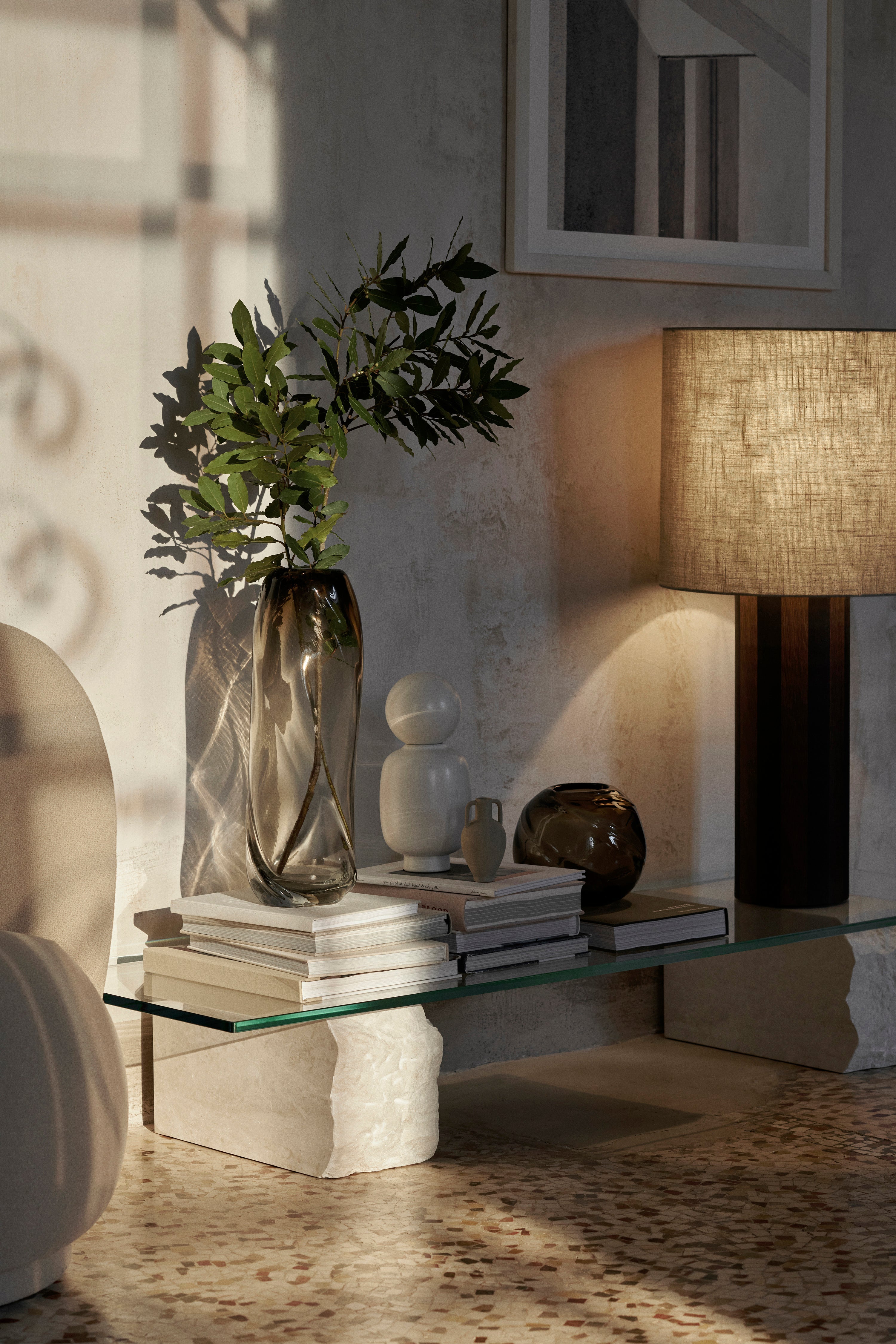 Kávový stolík MINERAL biely mramor