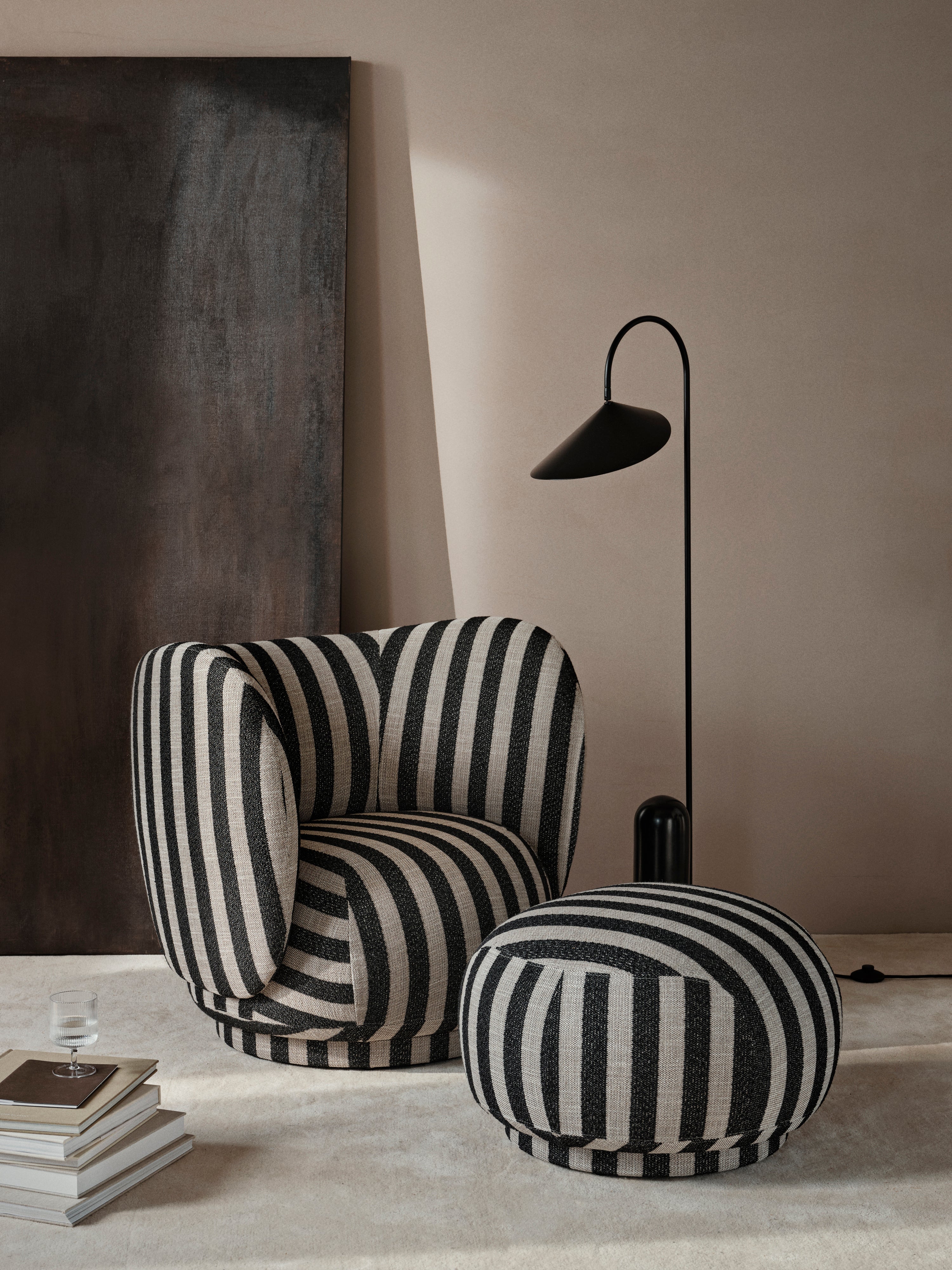 RICO Louisiana Black Pouf with Sand