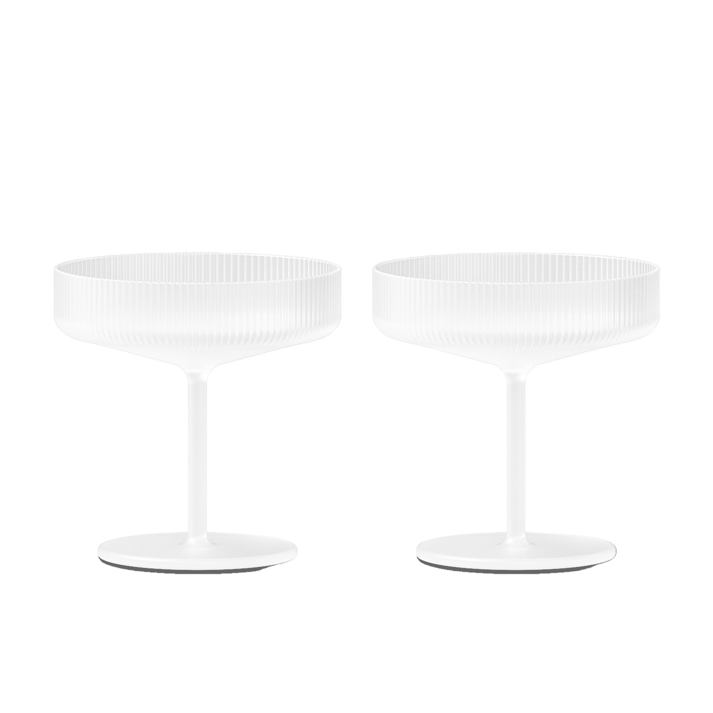 Súprava pohárov na šampanské RIPPLE SAUCERS biele sklo