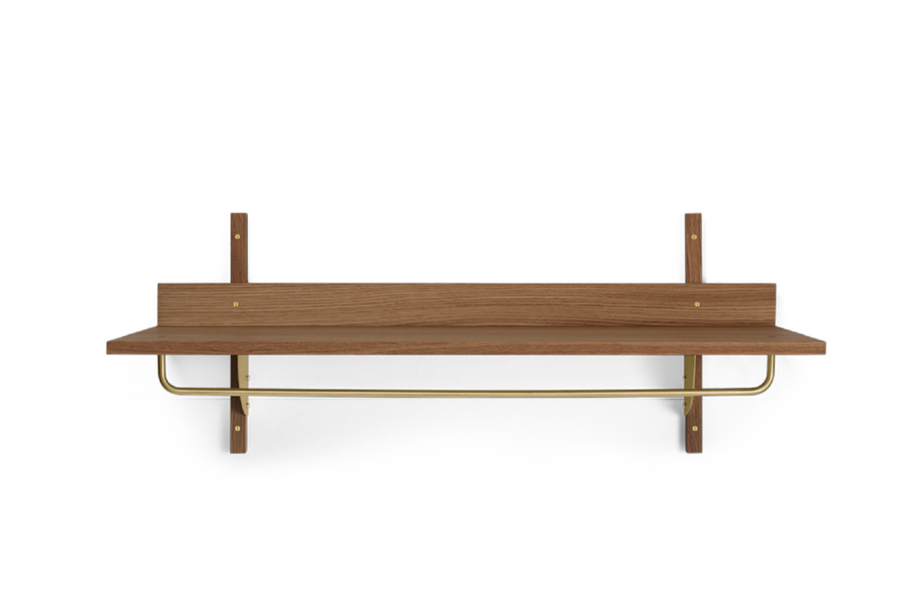 Polica s držiakom SECTOR RACK SHELF dyhovaná z dymového duba