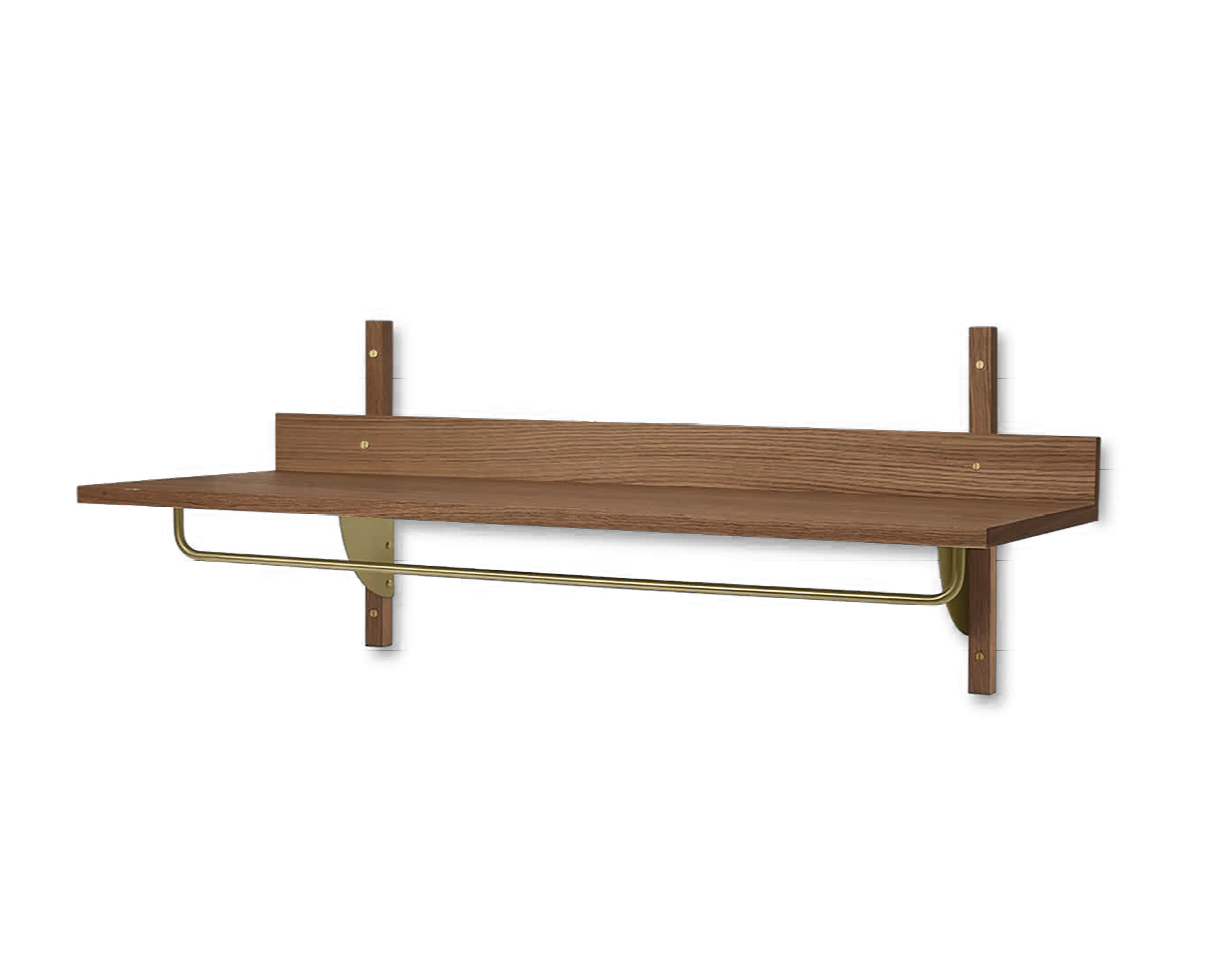 Polica s držiakom SECTOR RACK SHELF dyhovaná z dymového duba