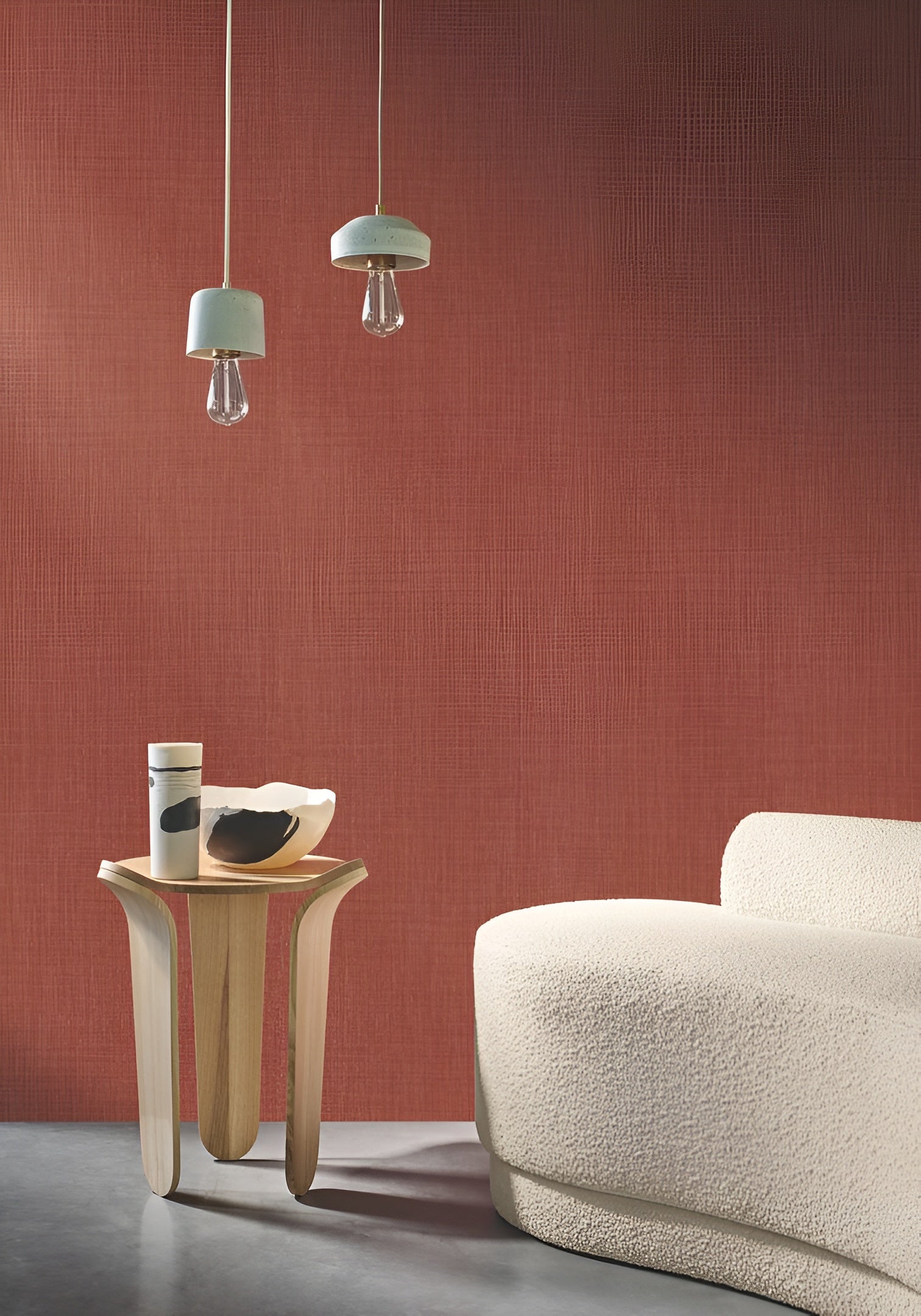 Structural wallpaper imitating linen canvas SHINOK - HETRE beech brown