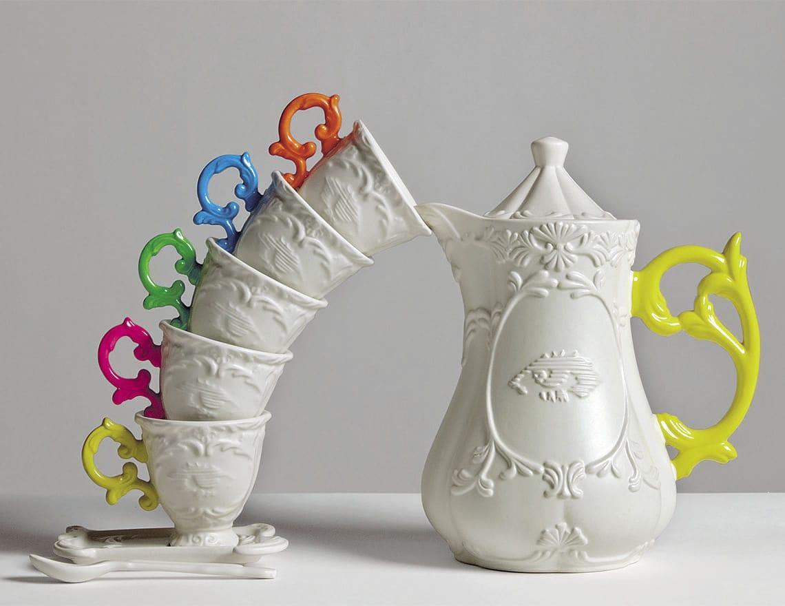 Filiżanka z łyżeczką i spodkiem I-WARES I-COFFEE niebieski Seletti Eye on Design