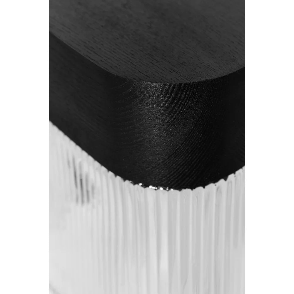 FLUMINA wall lamp with ribbed glass and black ash wood