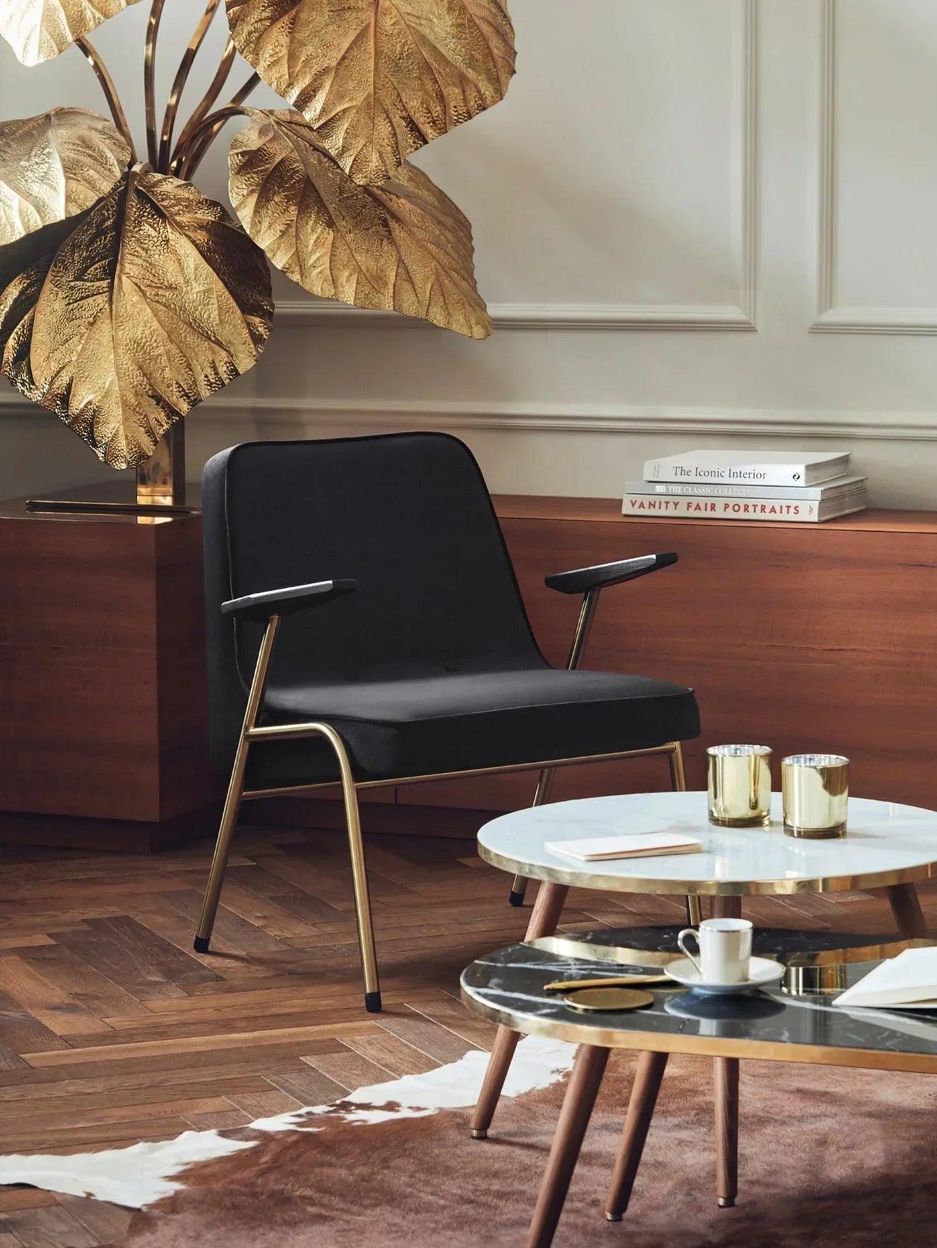 Fotel 366 METAL żółty w tkaninie Boucle Mustard 366 concept Eye on Design