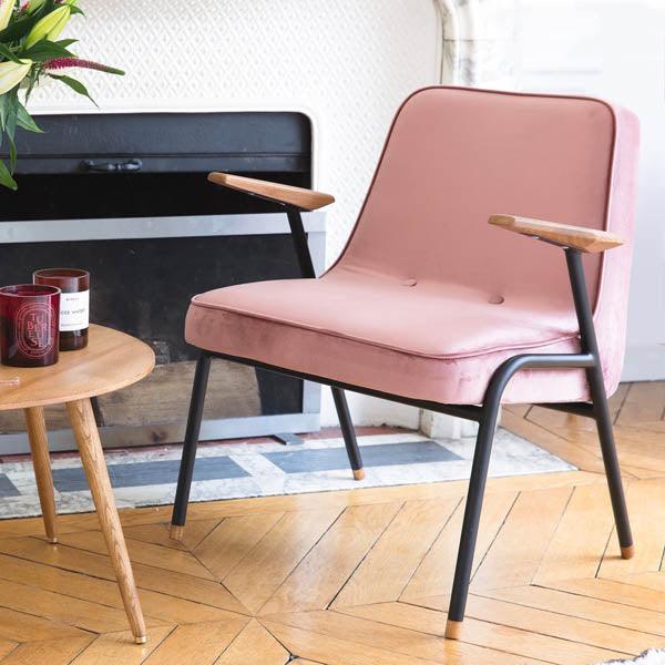 Fotel 366 METAL żółty w tkaninie Boucle Mustard 366 concept Eye on Design