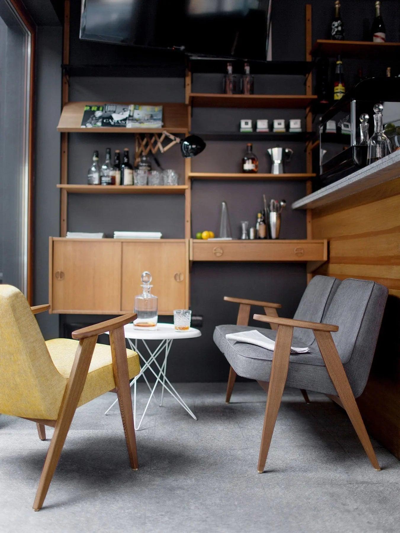 Fotel 366 żółty w tkaninie Boucle Mustard 366 concept Eye on Design