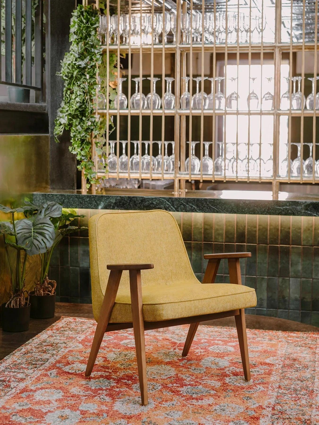 Fotel 366 żółty w tkaninie Marble Mustard 366 concept Eye on Design