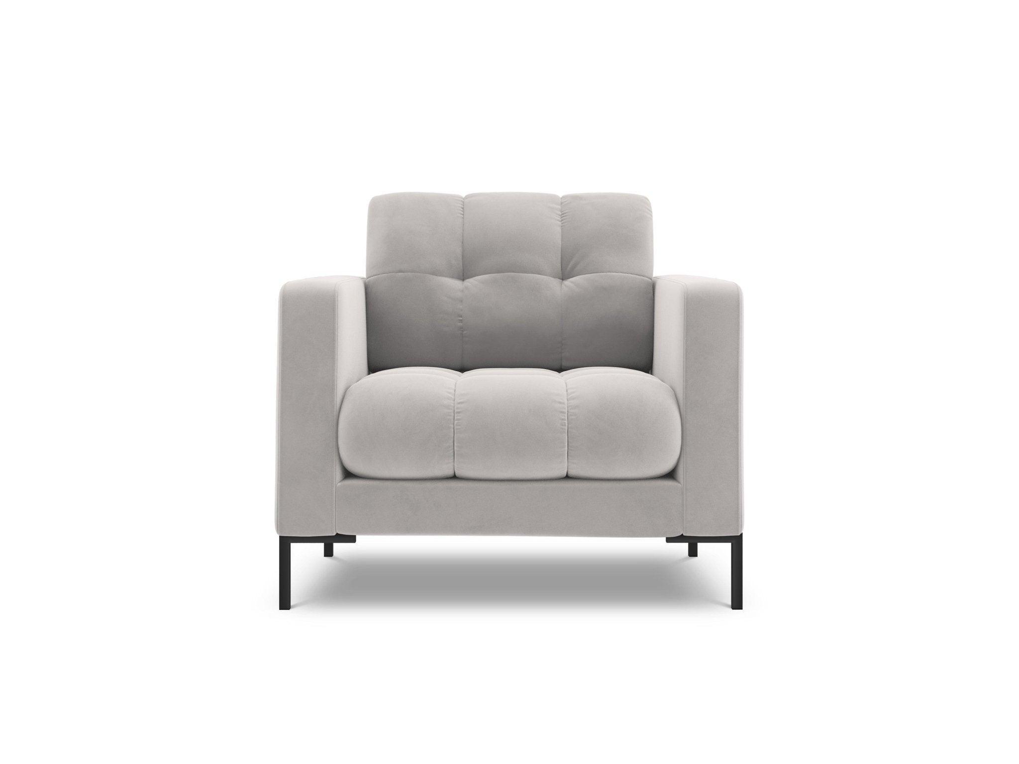 Fotel aksamitny BALI srebrny z czarną podstawą Cosmopolitan Design Eye on Design