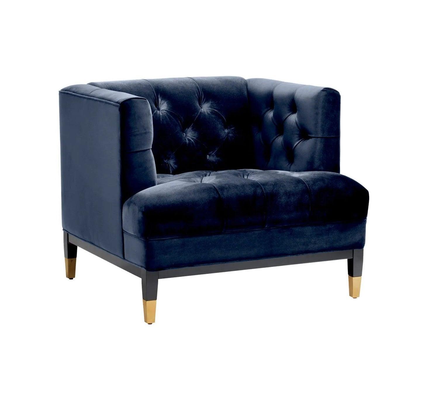 Fotel aksamitny CASTELLE granatowy Eichholtz Eye on Design