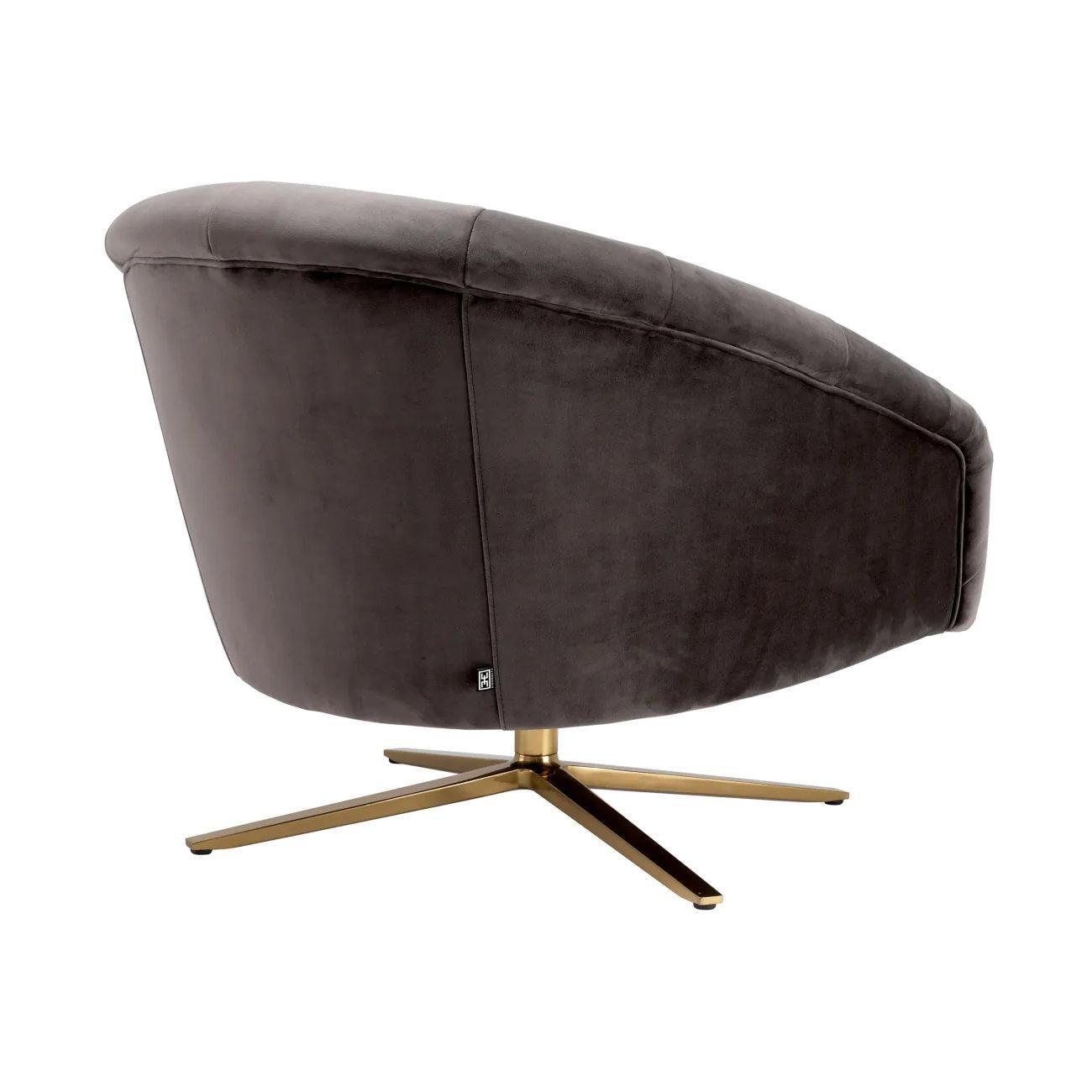 Fotel aksamitny obrotowy GARDNER szary Eichholtz Eye on Design