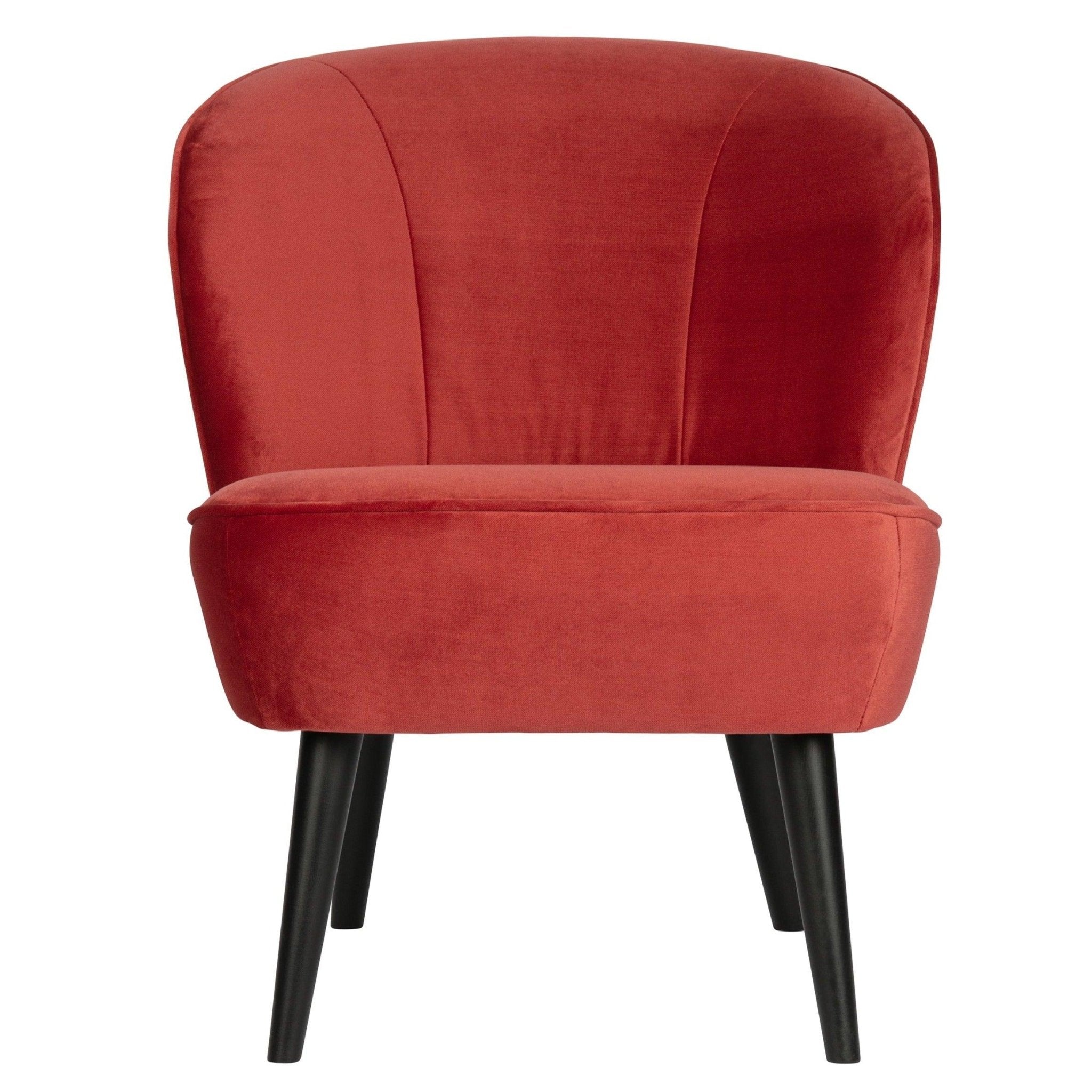 Fotel aksamitny SARA malinowy Woood Eye on Design