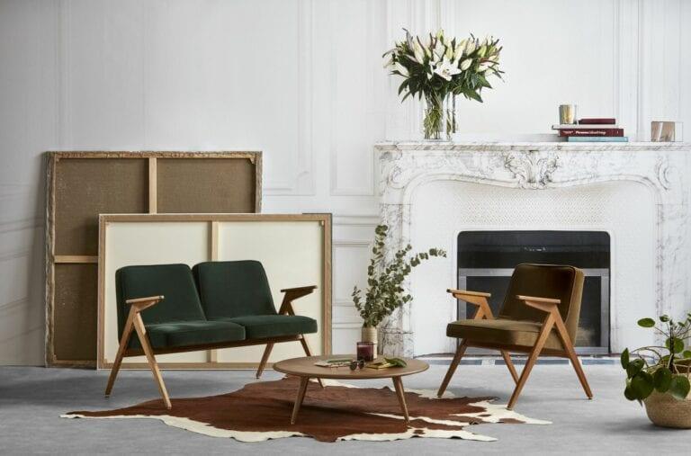 Fotel BUNNY czerwony w tkaninie Velvet Sierra 366 concept Eye on Design