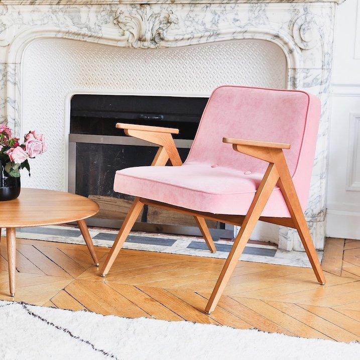 Fotel BUNNY czerwony w tkaninie Velvet Sierra 366 concept Eye on Design