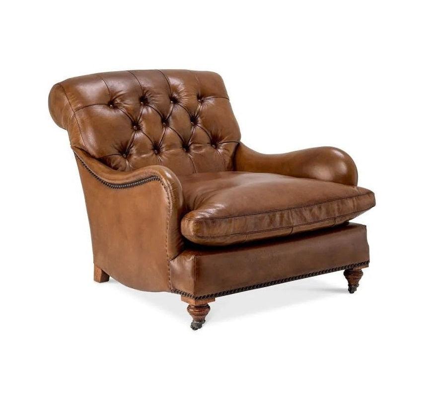 Fotel CALEDONIAN brązowa skóra Eichholtz Eye on Design