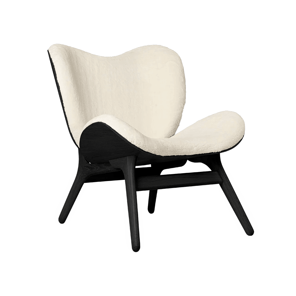 Fotel CONVERSATION PIECE kremowy plusz z czarną podstawą UMAGE Eye on Design