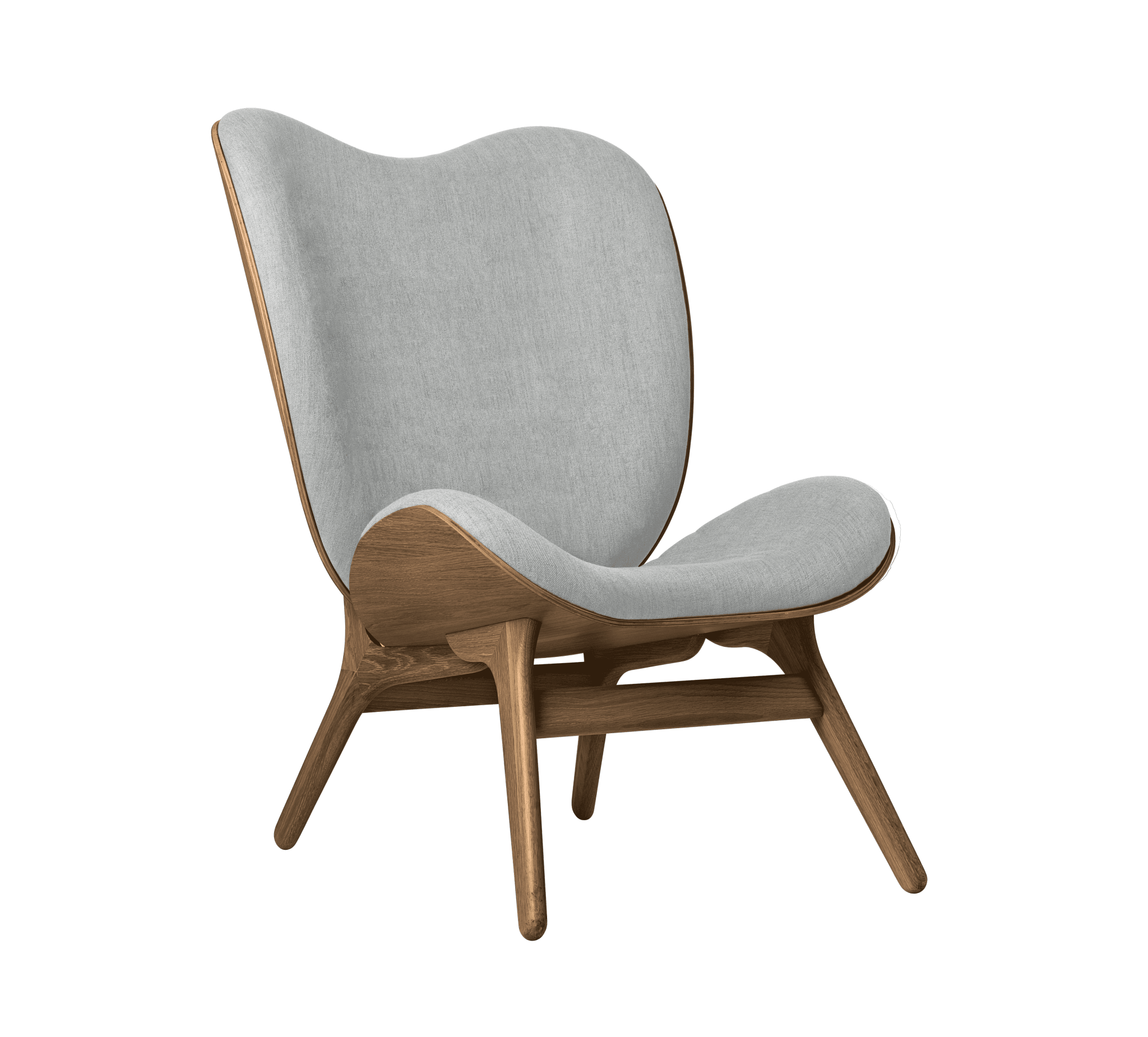 Fotel CONVERSATION PIECE TALL baby blue z ciemno dębową podstawą UMAGE Eye on Design