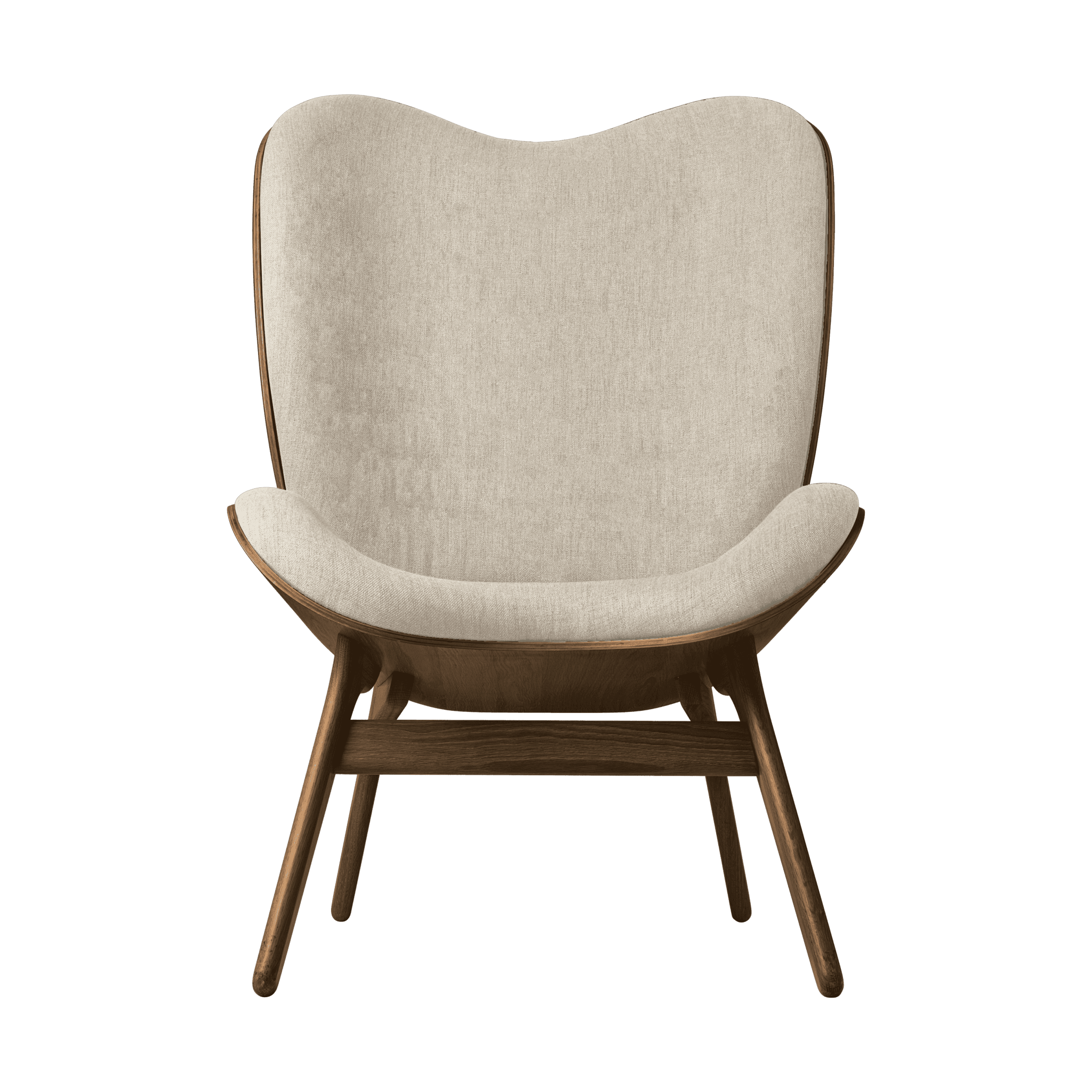 Fotel CONVERSATION PIECE TALL beżowy z ciemno dębową podstawą UMAGE Eye on Design