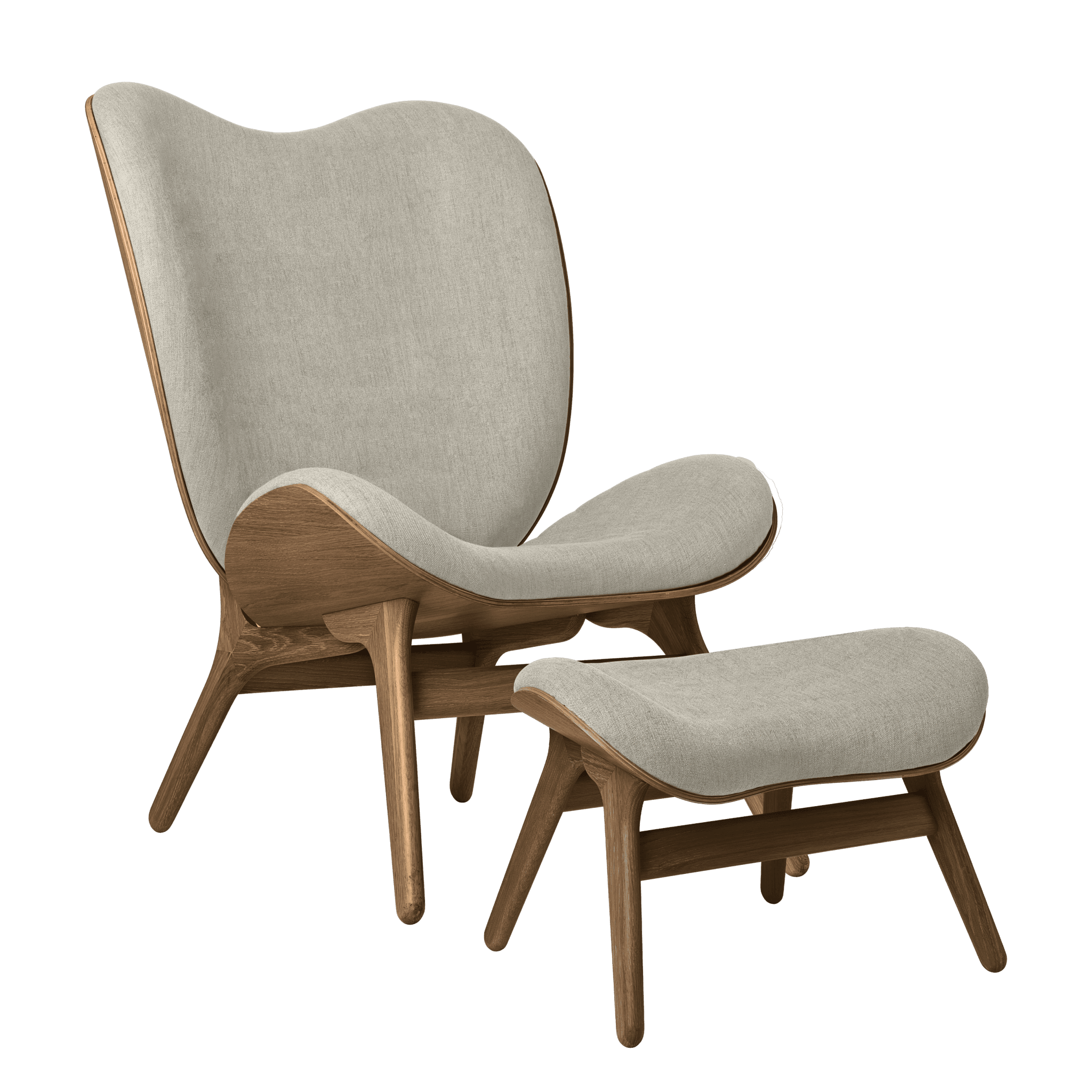 Fotel CONVERSATION PIECE TALL beżowy z ciemno dębową podstawą UMAGE Eye on Design