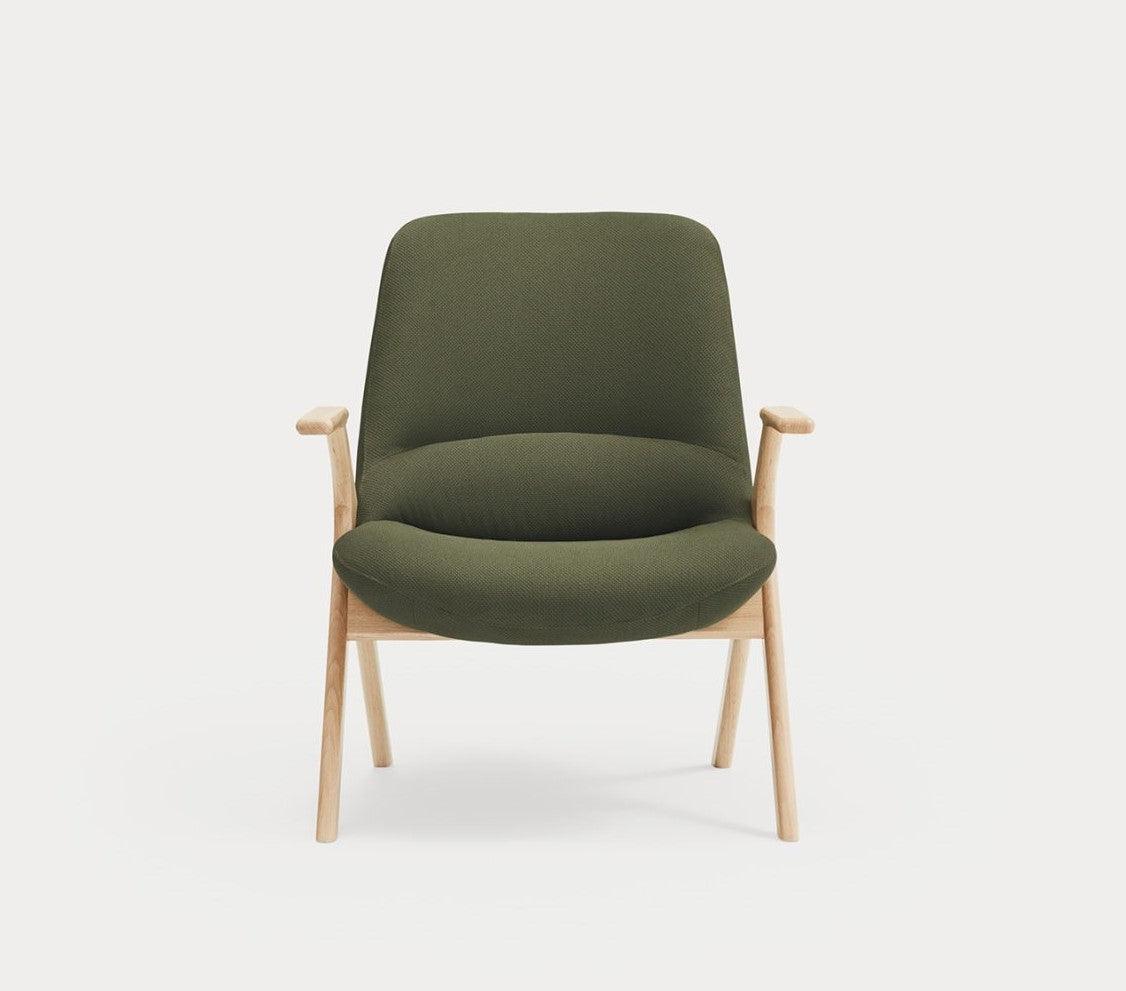 Fotel DINS ciemnozielony z drewnianą podstawą Teulat Eye on Design