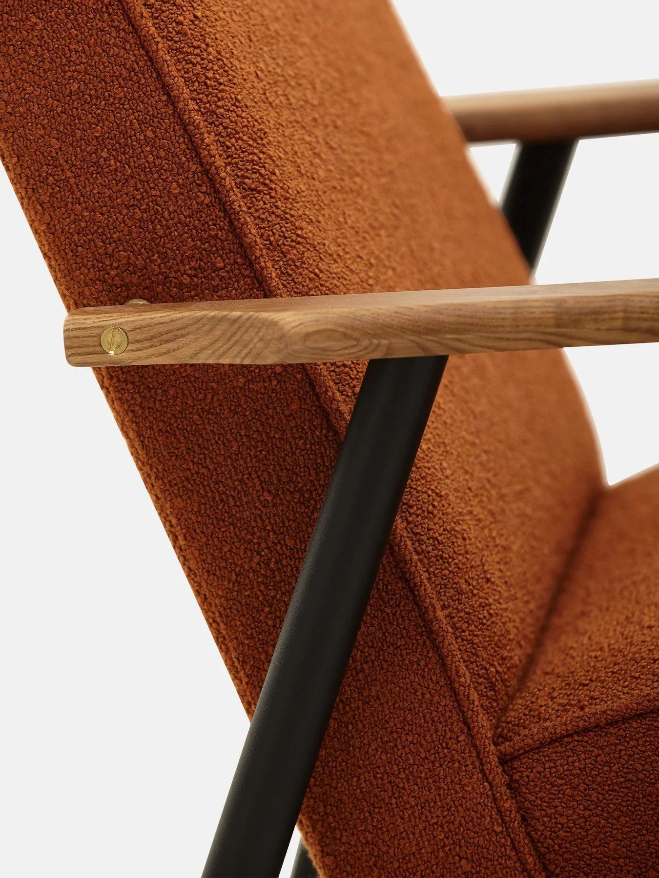Fotel FOX METAL czerwony w tkaninie Boucle Sierra 366 concept Eye on Design