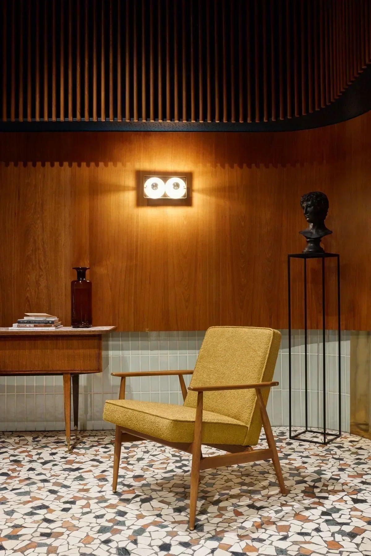 Fotel FOX żółty w tkaninie Boucle Mustard 366 concept Eye on Design