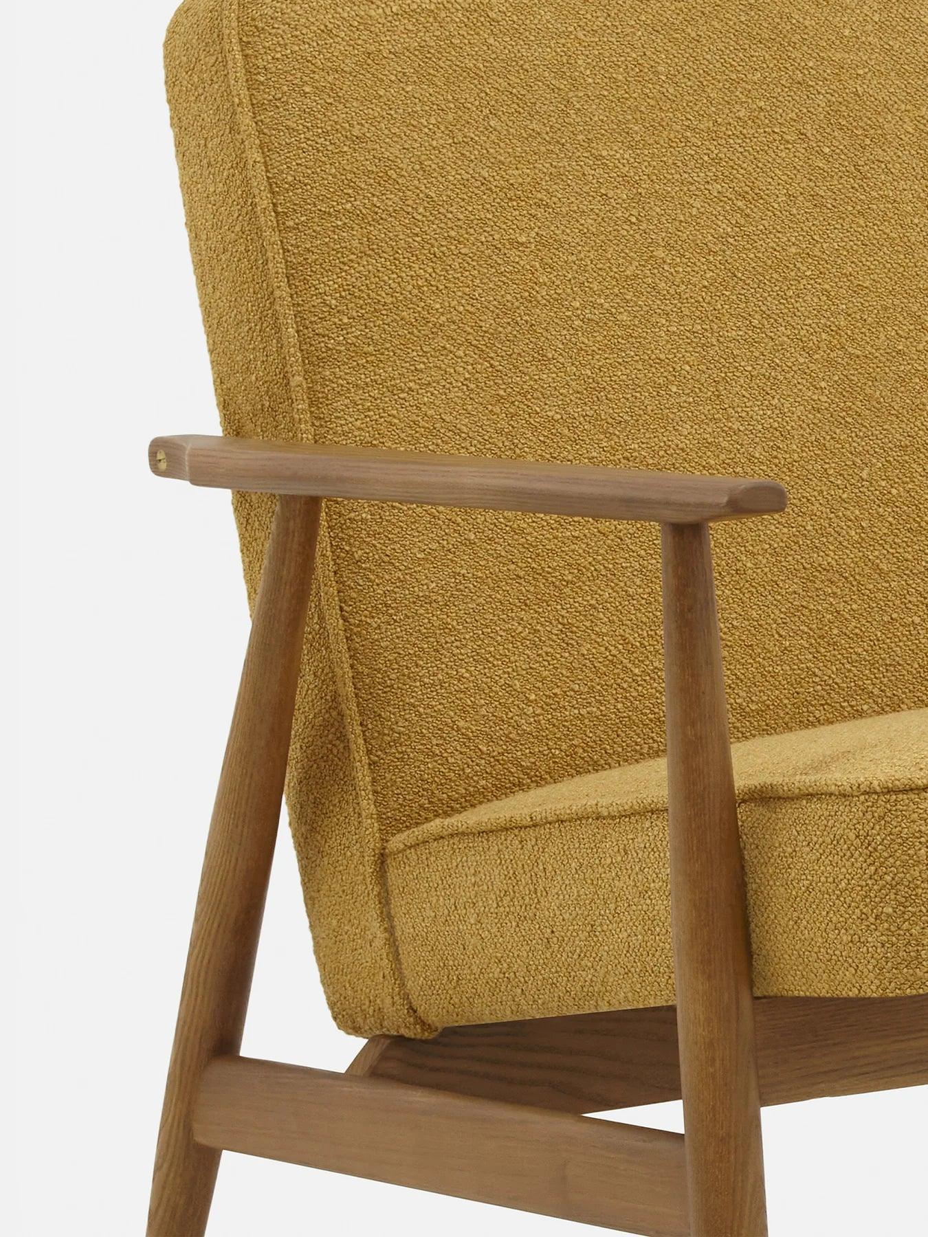 Fotel FOX żółty w tkaninie Boucle Mustard 366 concept Eye on Design
