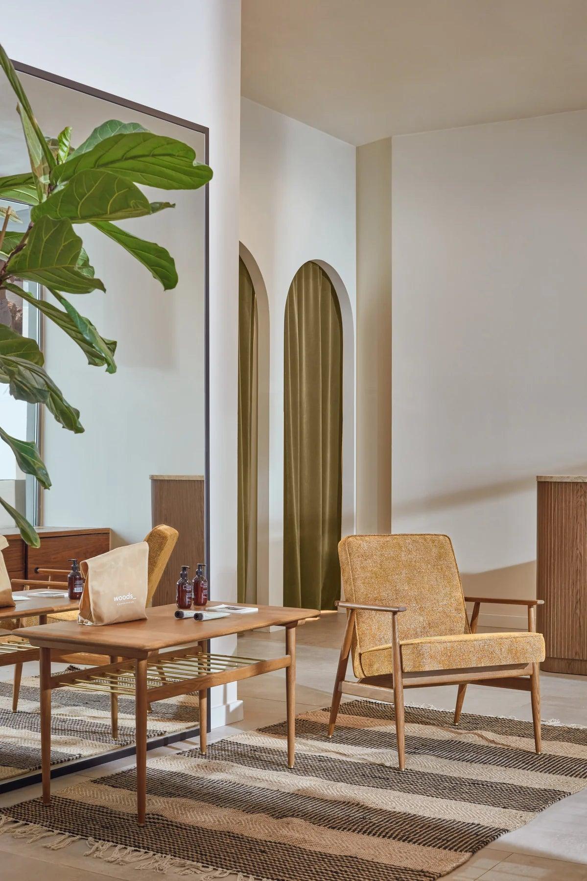 Fotel FOX żółty w tkaninie Shine Velvet Mustard 366 concept Eye on Design