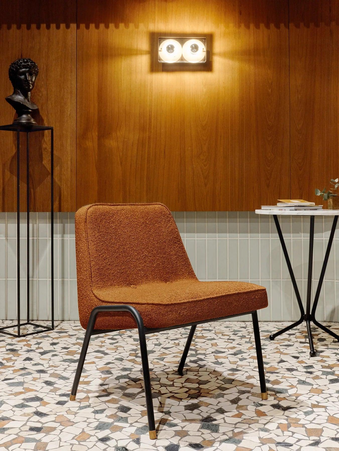 Fotel klubowy 366 METAL żółty w tkaninie Shine Velvet Mustard 366 concept Eye on Design