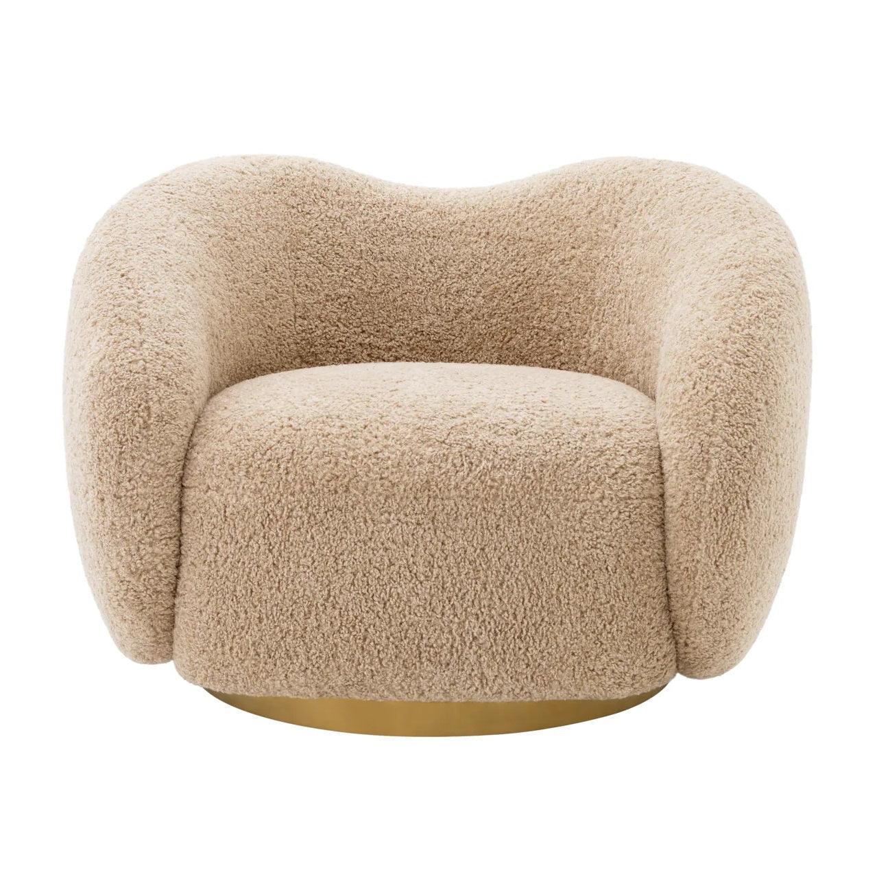 Fotel obrotowy futrzany DIEGO piaskowy Eichholtz Eye on Design