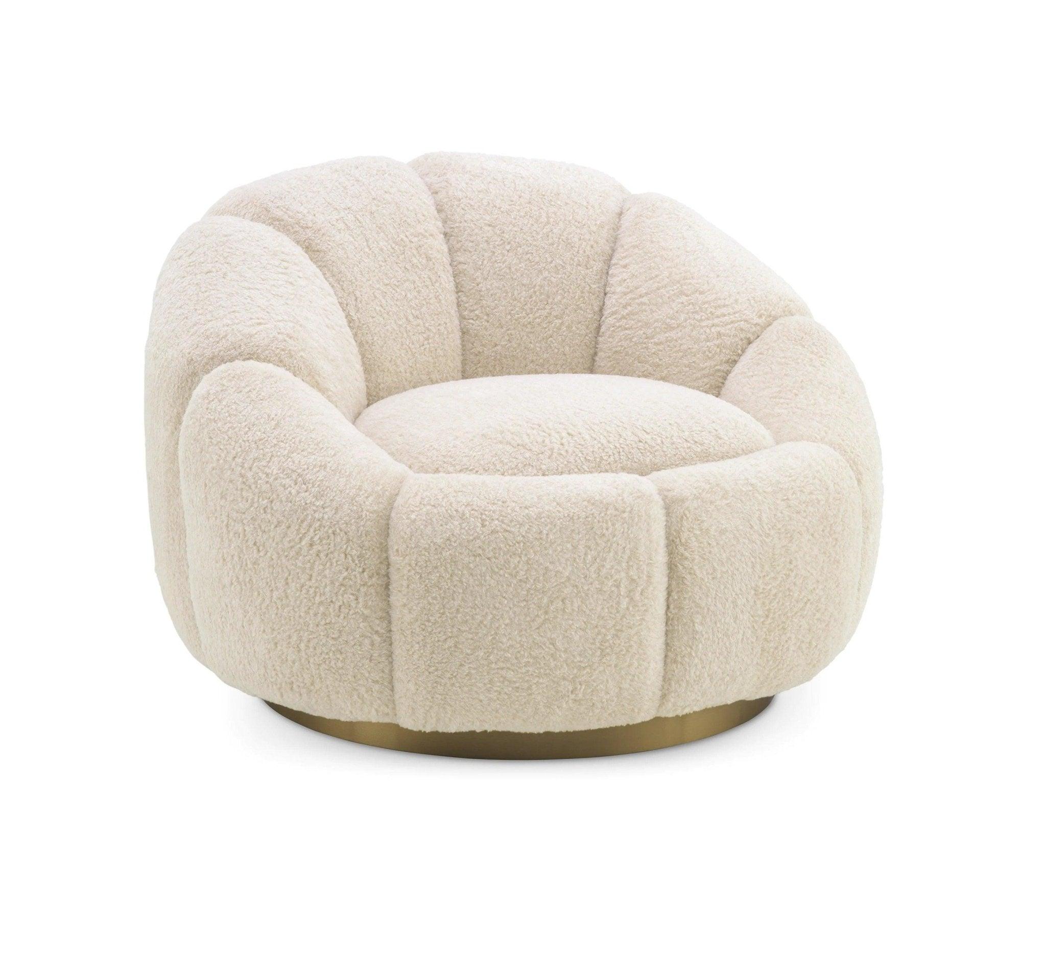 Fotel obrotowy futrzany INGER kremowy Eichholtz Eye on Design