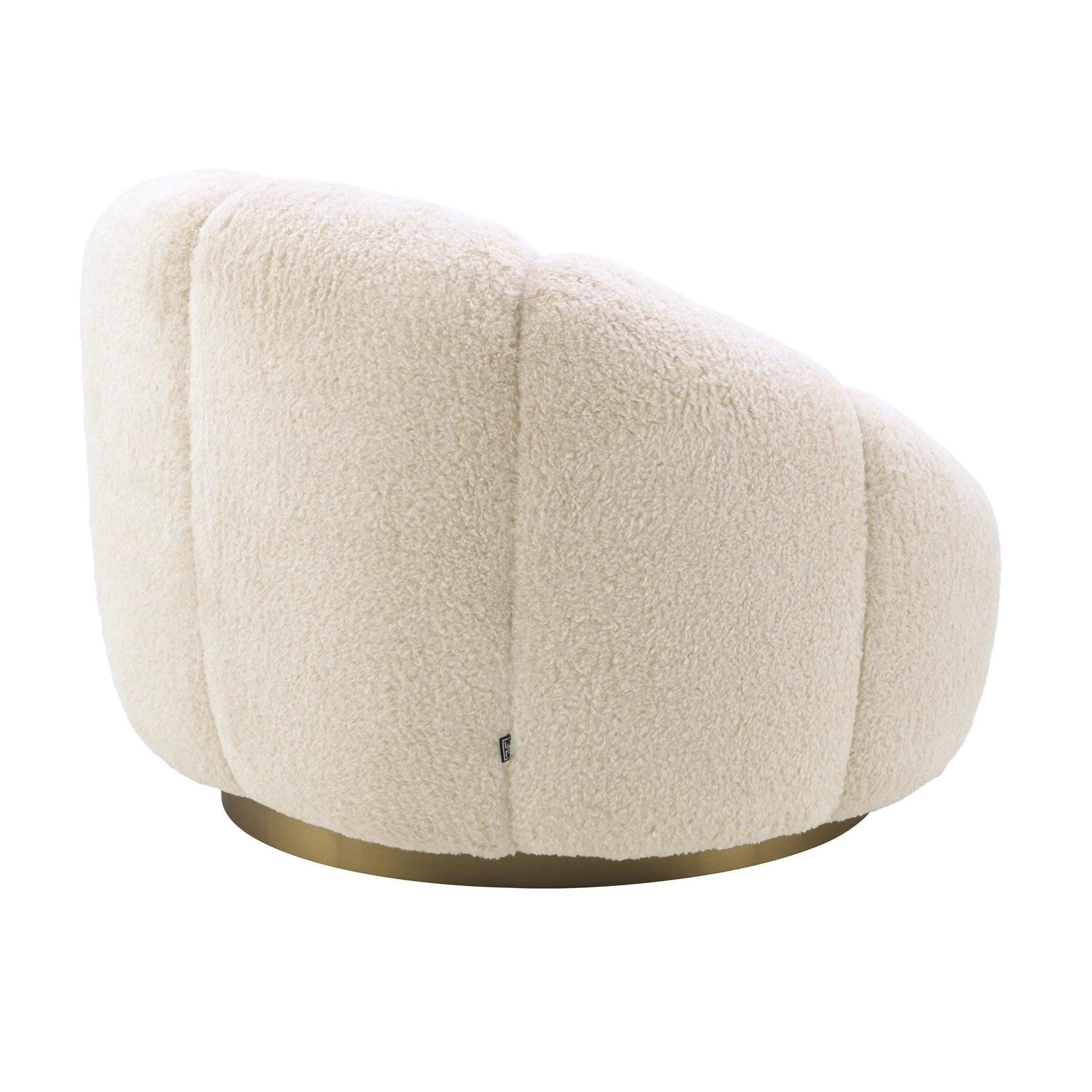 Fotel obrotowy futrzany INGER kremowy Eichholtz Eye on Design