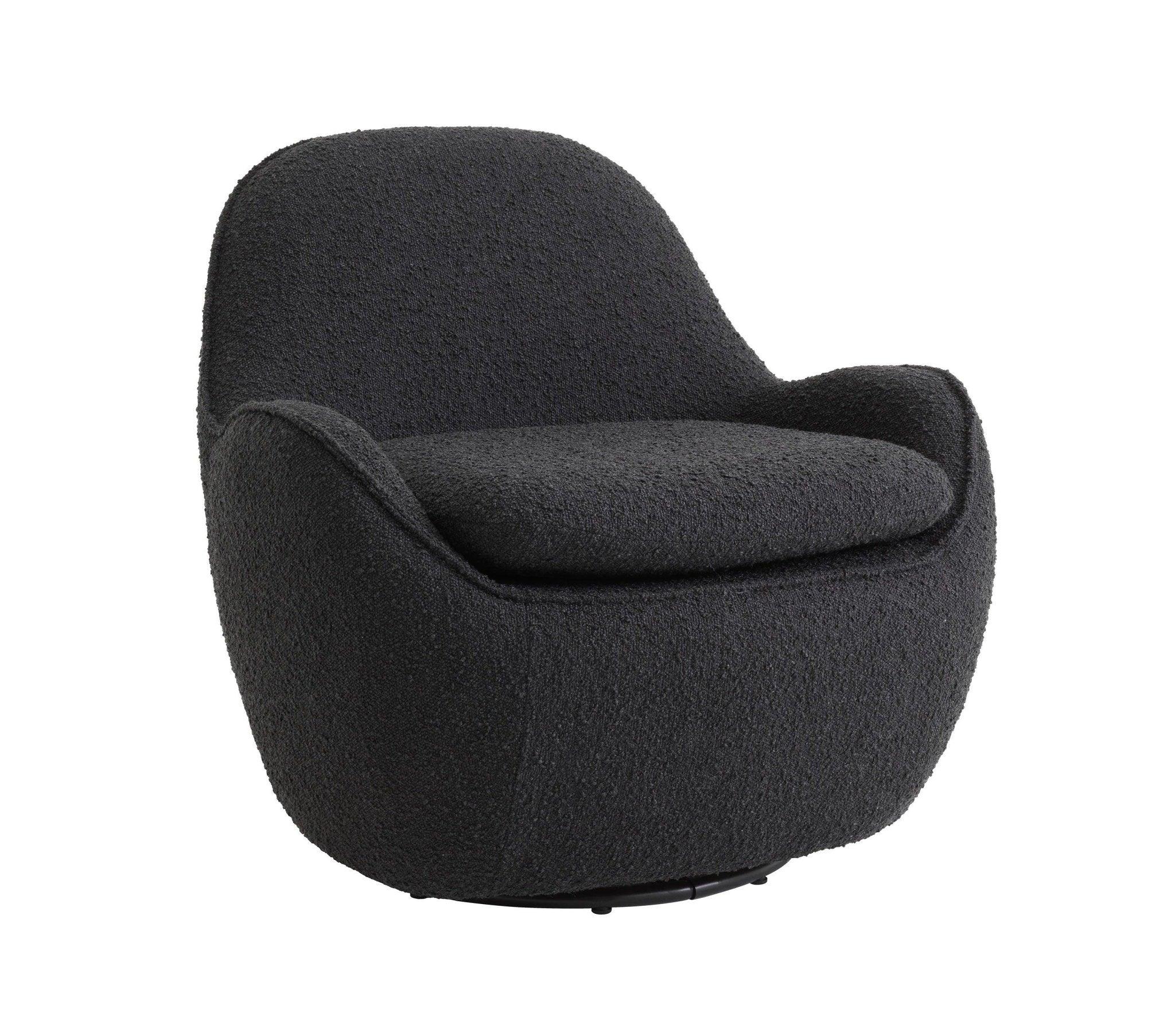 Fotel obrotowy w tkaninie boucle CUPIDO czarny Eichholtz Eye on Design