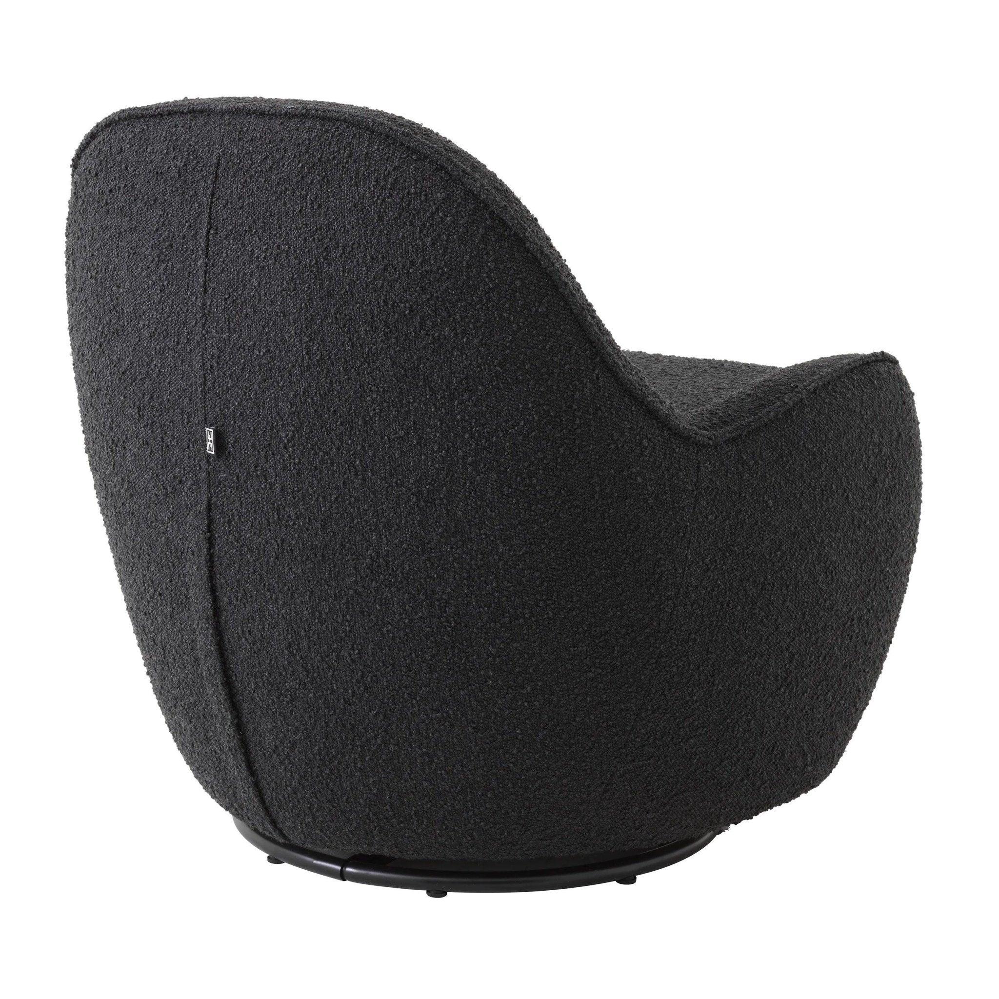 Fotel obrotowy w tkaninie boucle CUPIDO czarny Eichholtz Eye on Design