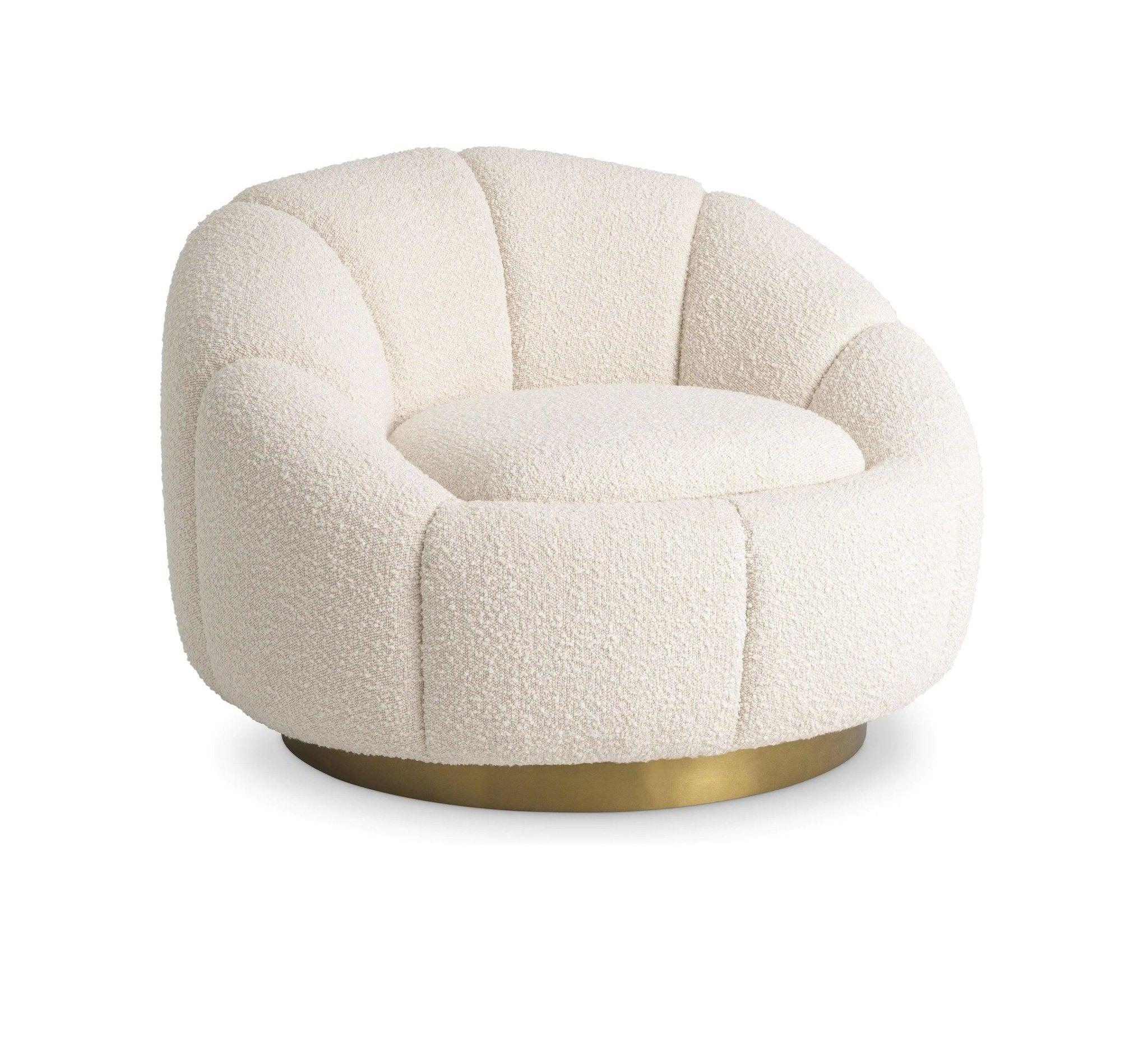 Fotel obrotowy w tkaninie boucle INGER kremowy Eichholtz Eye on Design