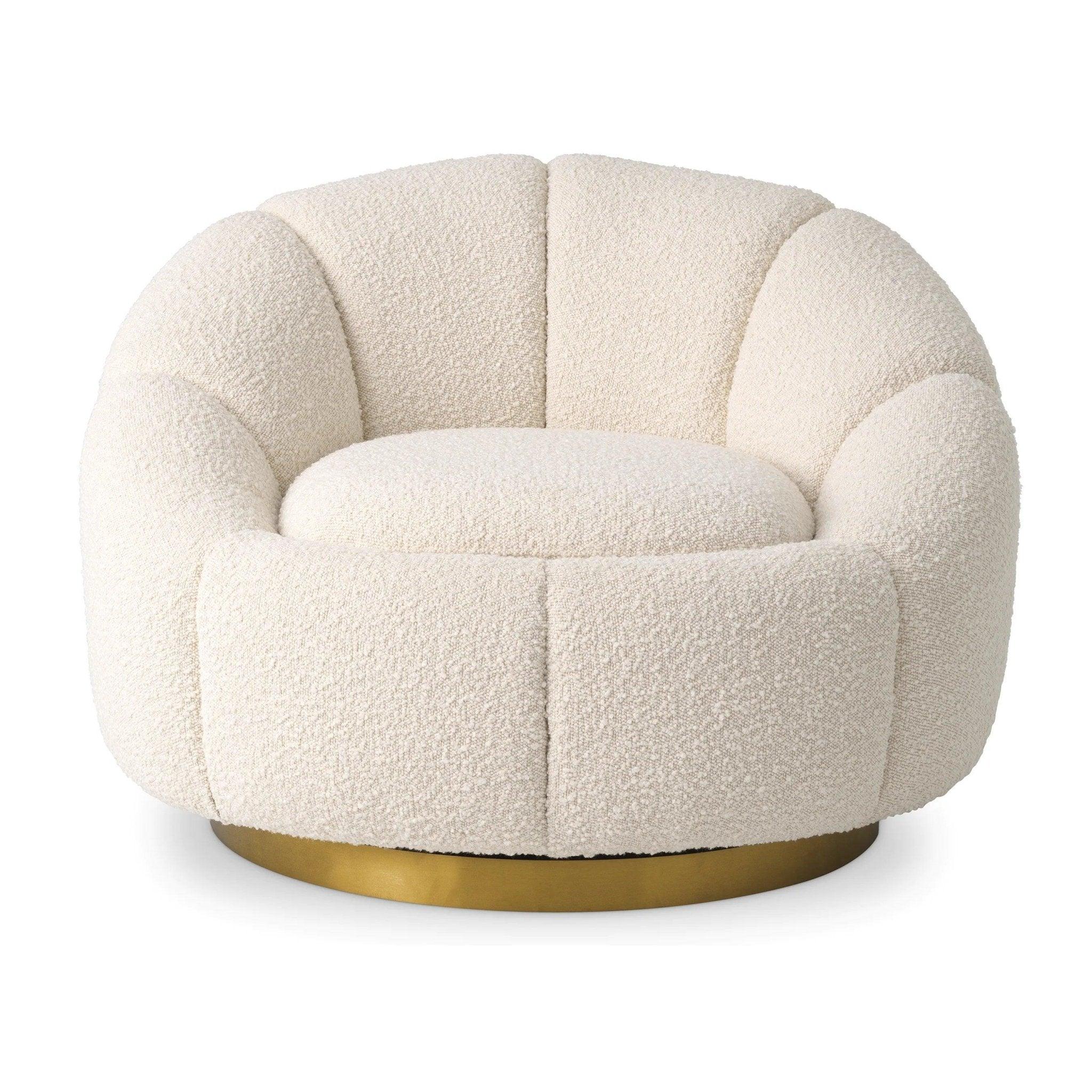 Fotel obrotowy w tkaninie boucle INGER kremowy Eichholtz Eye on Design