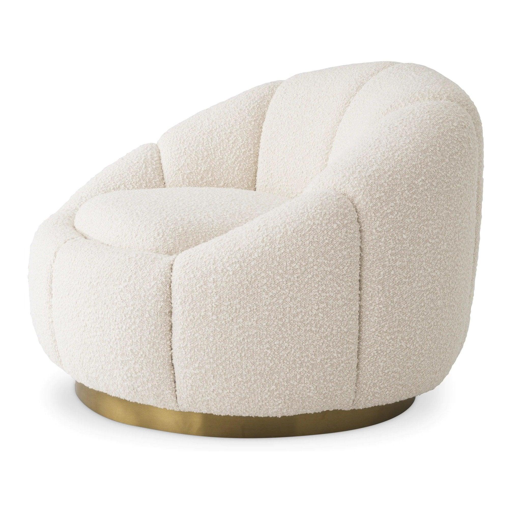 Fotel obrotowy w tkaninie boucle INGER kremowy Eichholtz Eye on Design