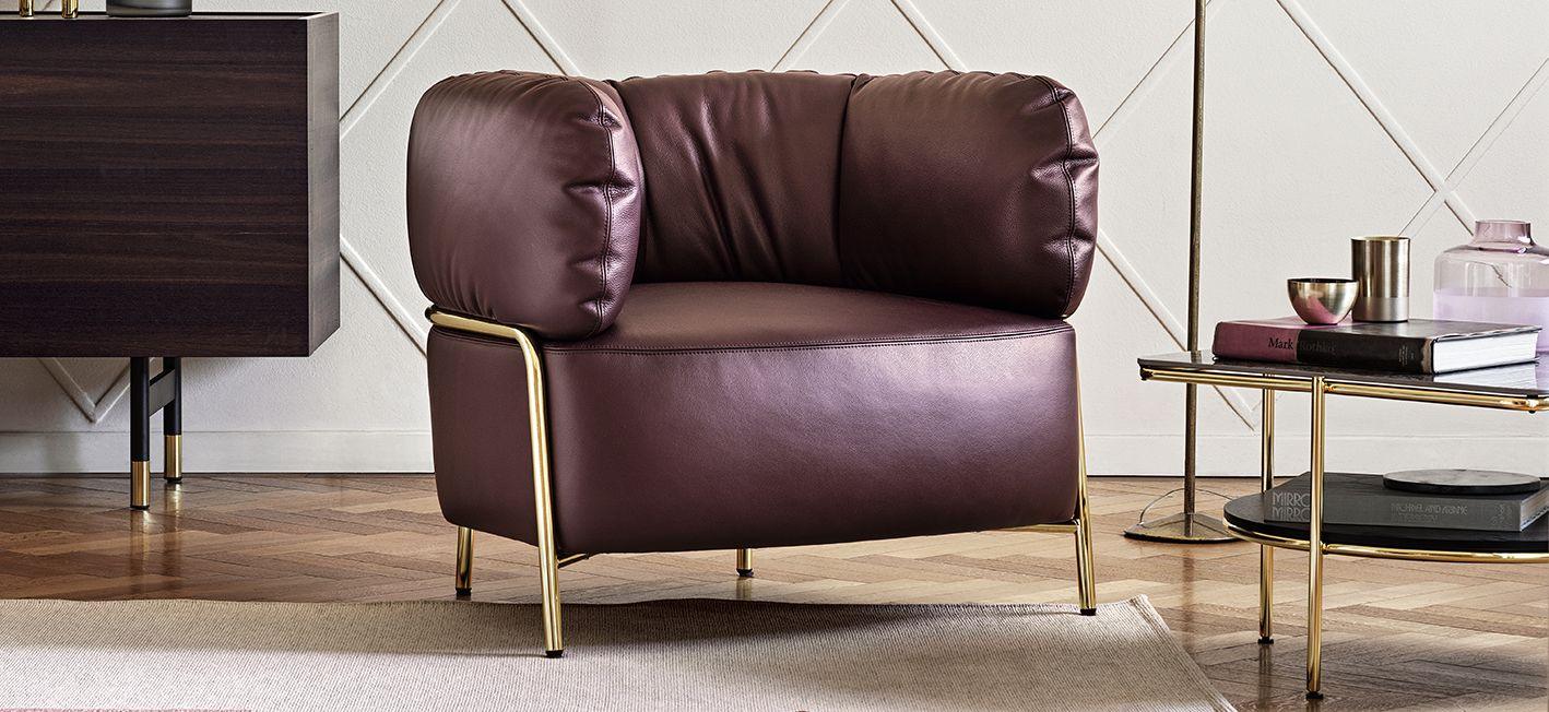 Fotel QUADROTTA mosiężna podstawa Calligaris Eye on Design