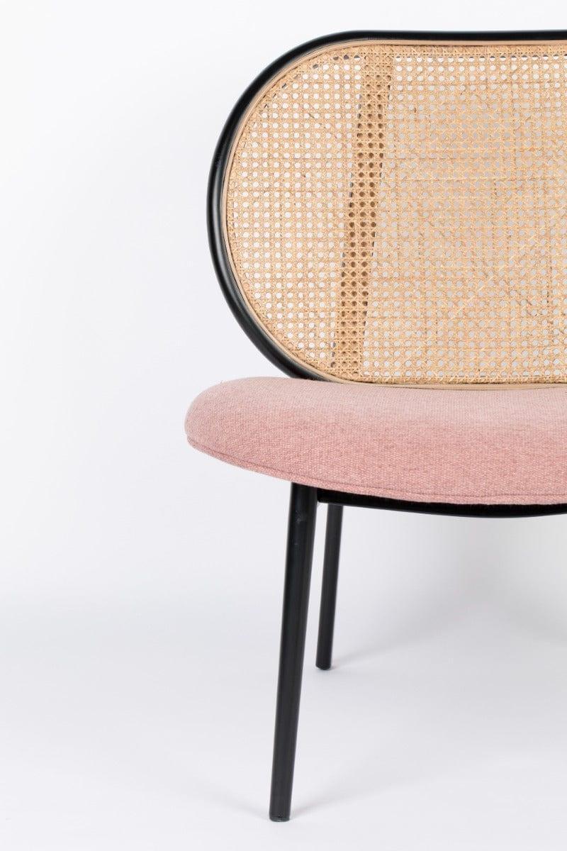 Fotel SPIKE różowy z rattanowym oparciem Zuiver Eye on Design